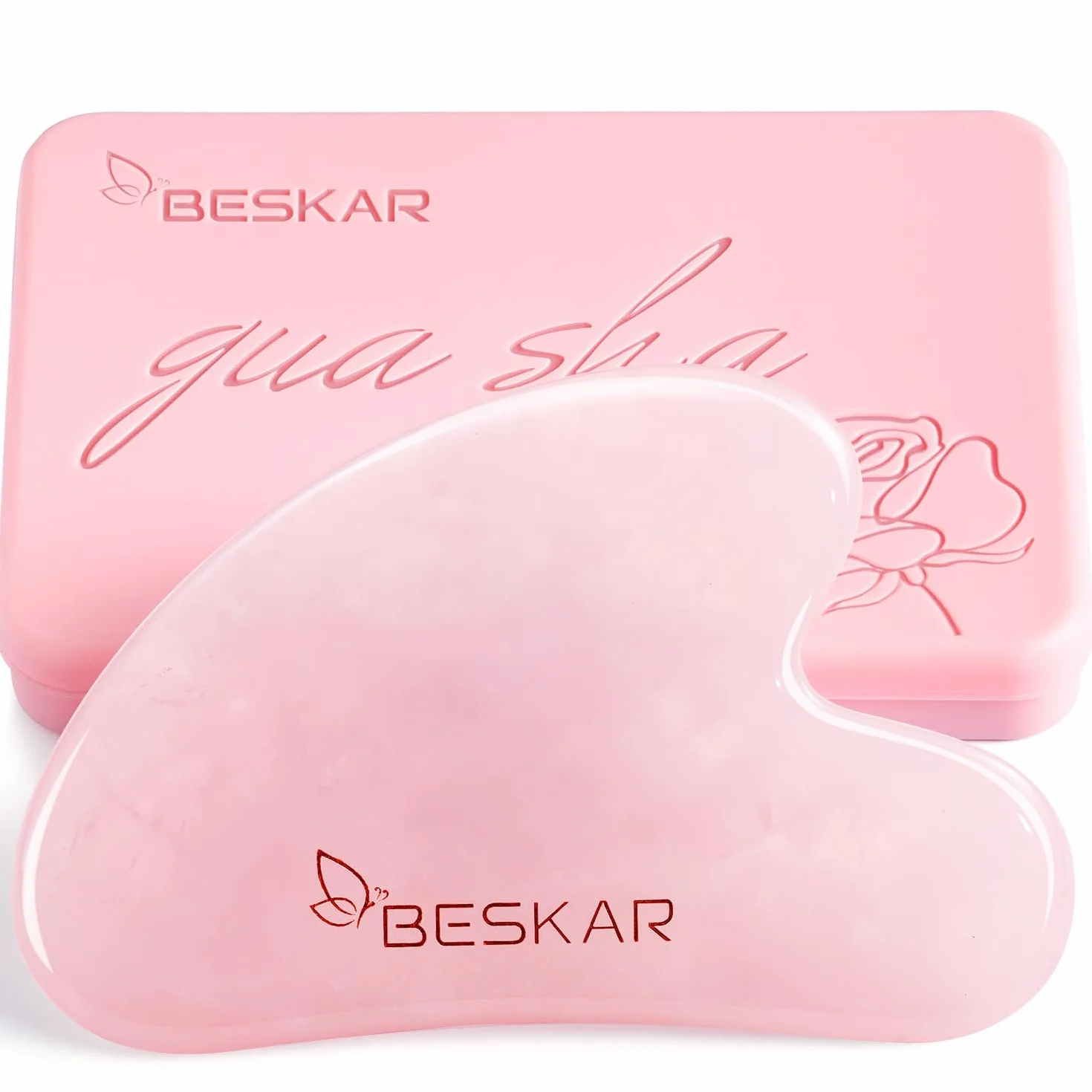 BESKAR Gua Sha Narzędzia do Twarzy, Masażer Guasha z Naturalnego Kamienia Jadeitowego do Rzeźbienia Linii Szczęki, Napinania Skóry Twarzy i Redukcji Zmarszczek