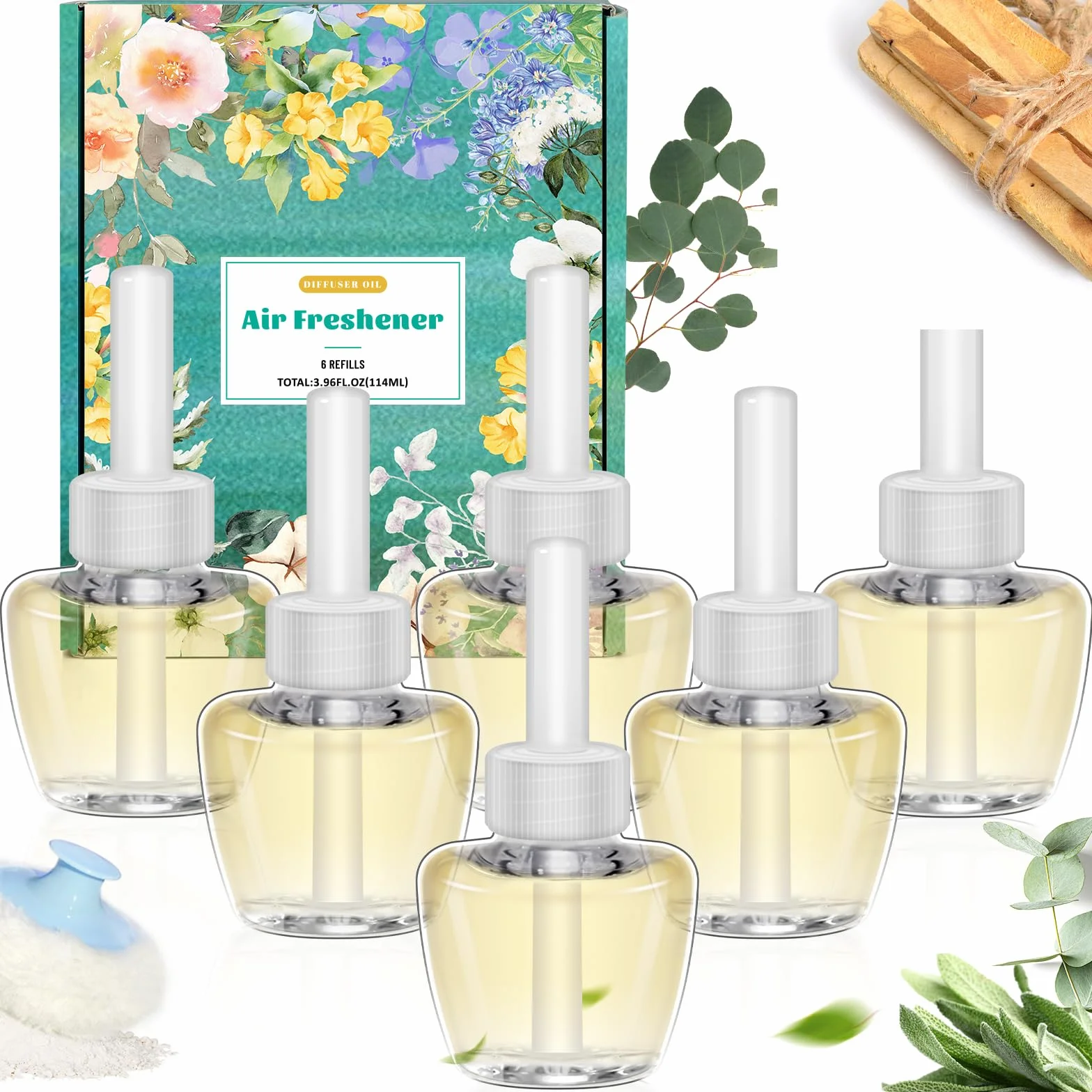 SCENTORINI wkład do buteleczki z olejkiem zapachowym 6 x 19 ML Palo Santo Eukaliptus Salvia odświeżacz powietrza