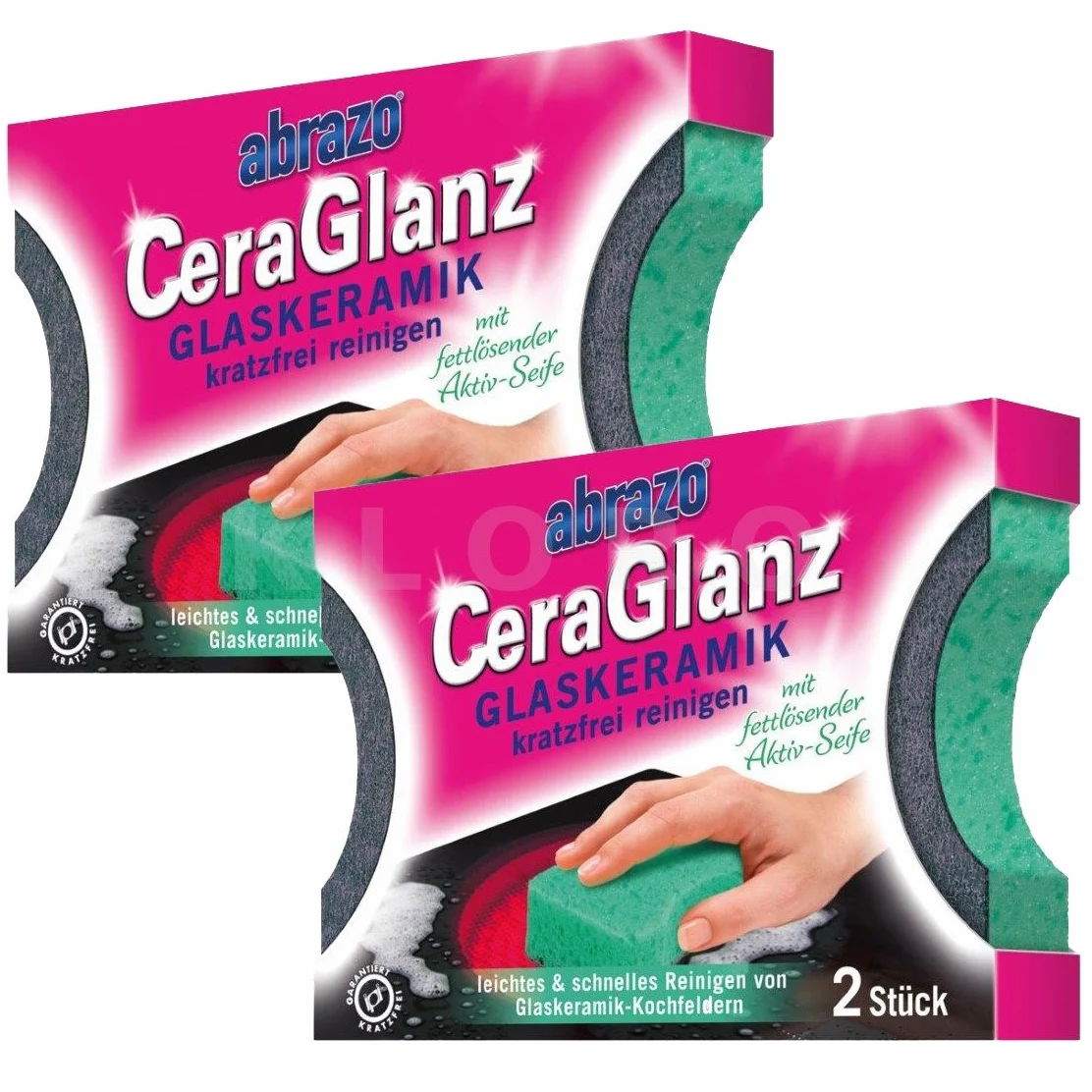 abrazo CeraGlanz szkło ceramiczne – 4 środki do czyszczenia płyt ceramicznych 2 x 2 szt. – antybak. Środek do czyszczenia ceramiki szklanej, ceramicznej, środek do czyszczenia kuchenek, bez zarysowań