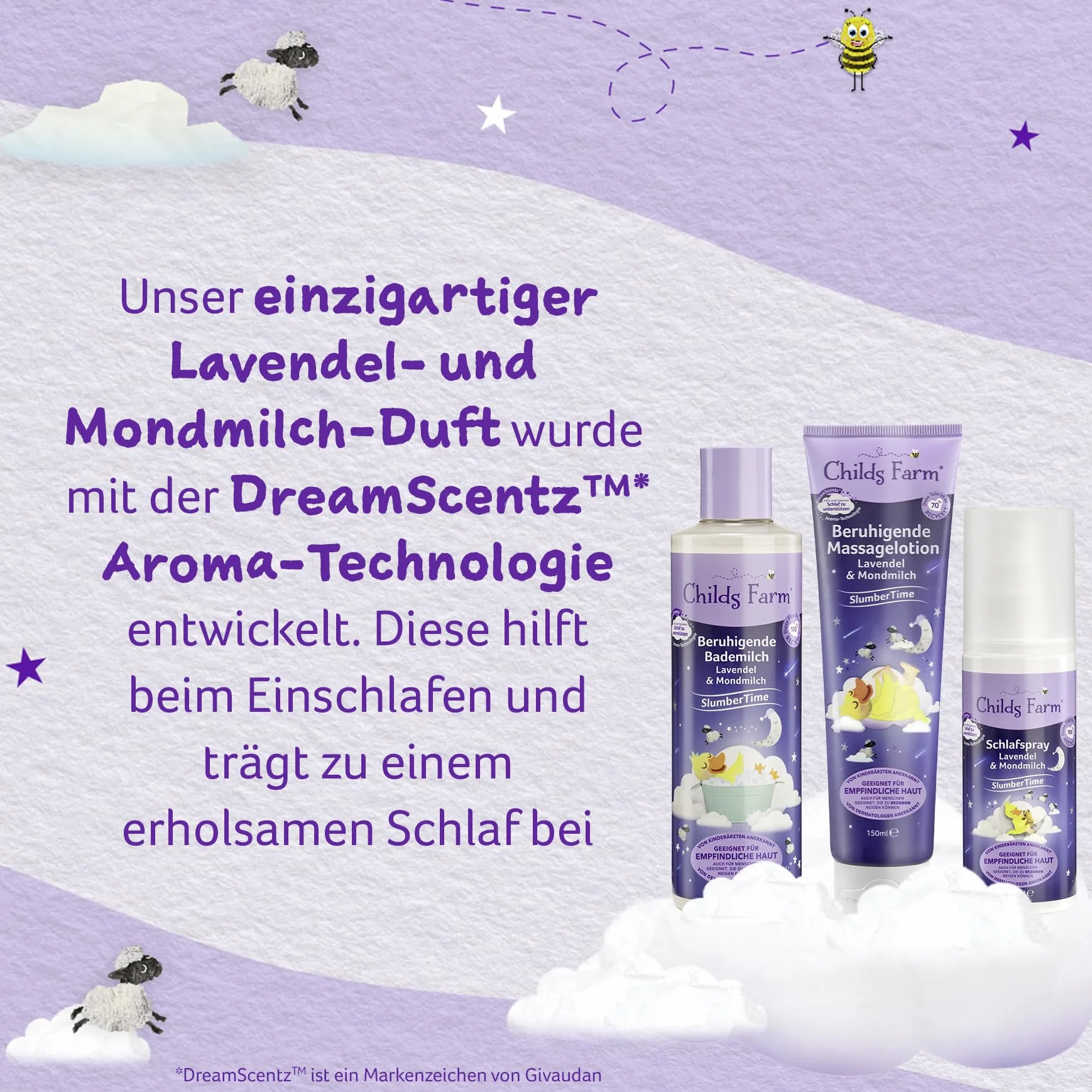 Childs Farm SlumberTime spray do spania, lawenda i mleczko księżycowe, 100 ml, wspomagający sen, relaksujący i uspokajający dla dzieci od 6 miesiąca życia i starszych.