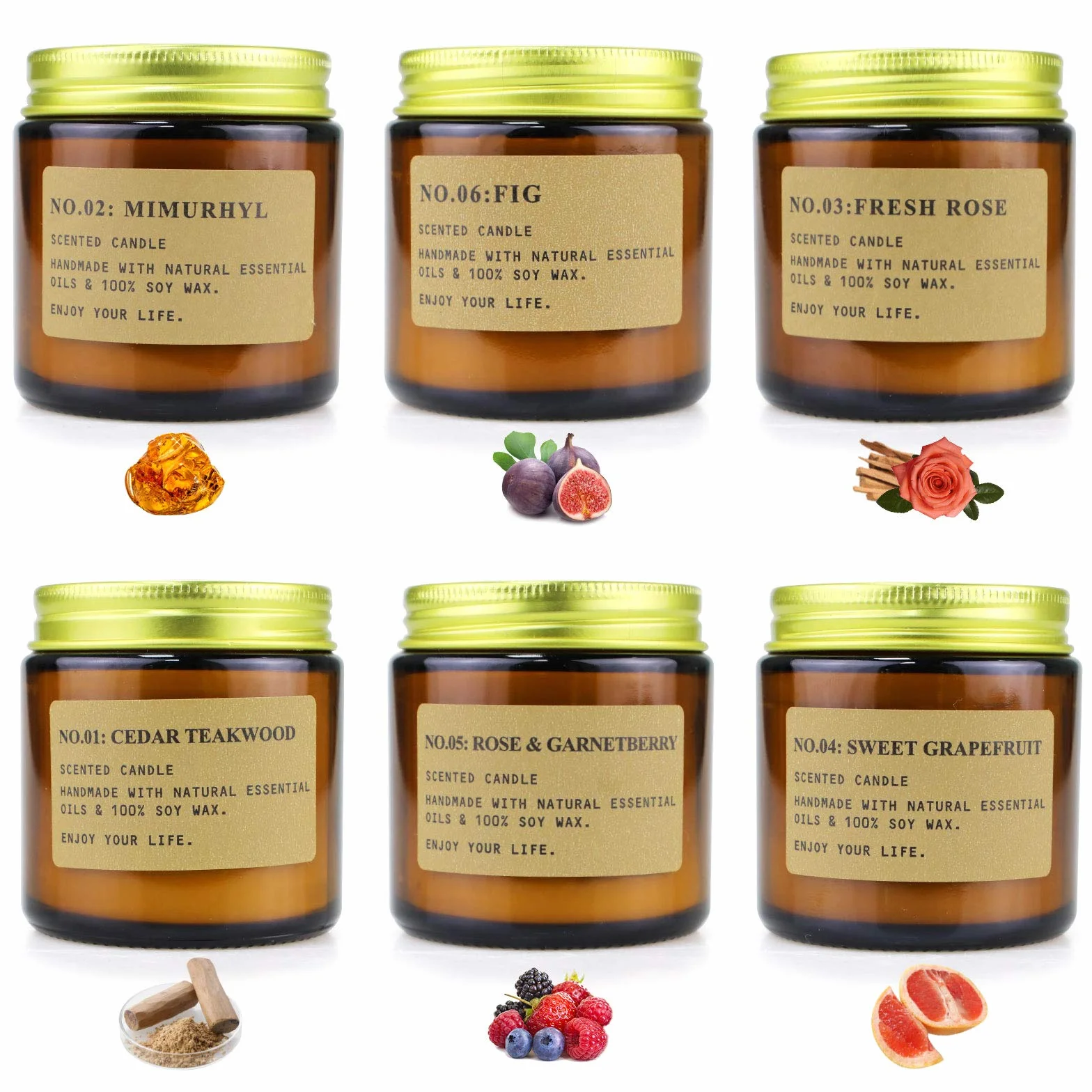 Zestaw świeczek zapachowych, 6 szt., w 100% z naturalnego wosku sojowego, do aromaterapii, kąpieli, jogi, 25 godzin świecy, prezent na Dzień Matki i Walentynki