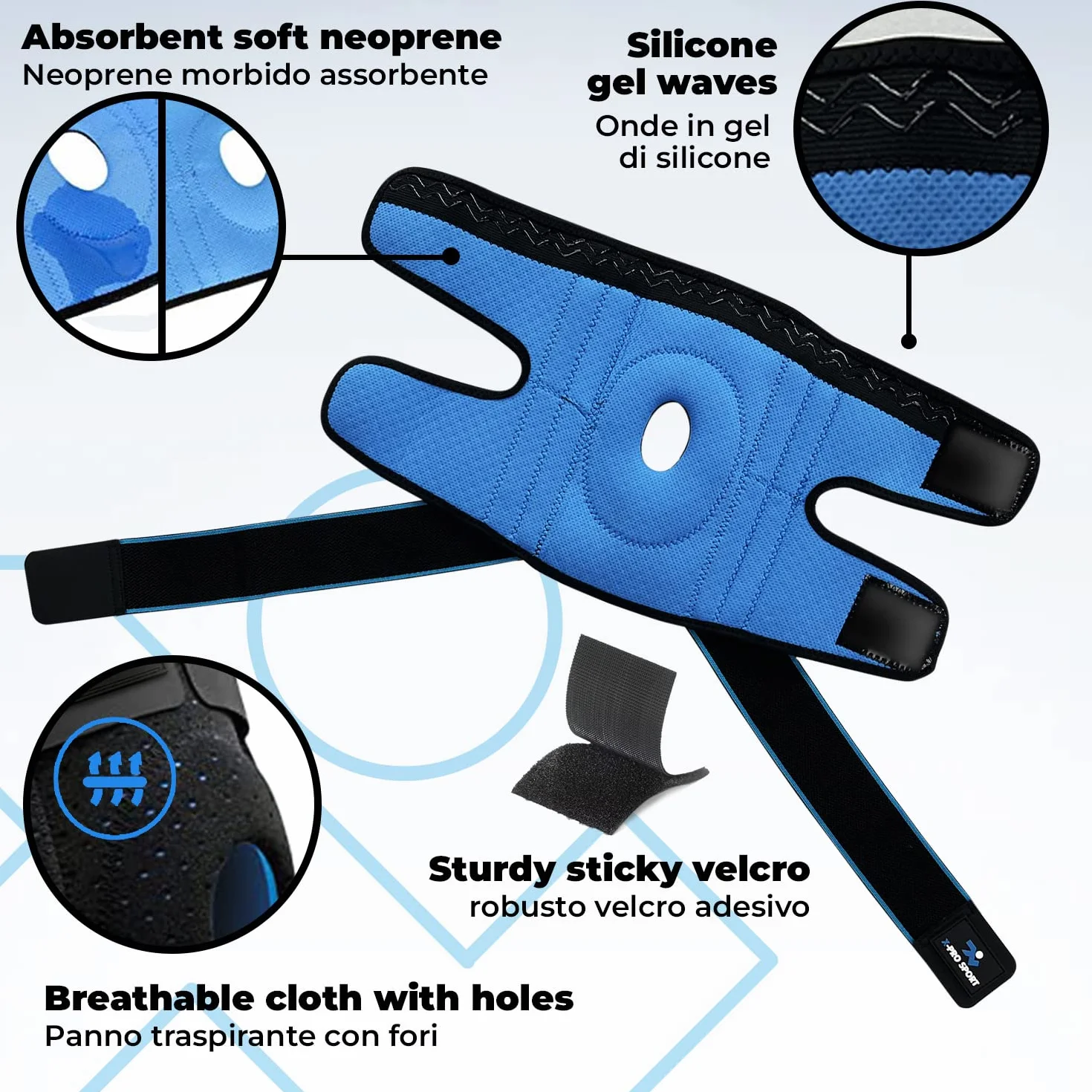Orteza na kolano X-Pro Sport ze stabilizatorem bocznym i regulowanym stabilizatorem rzepki