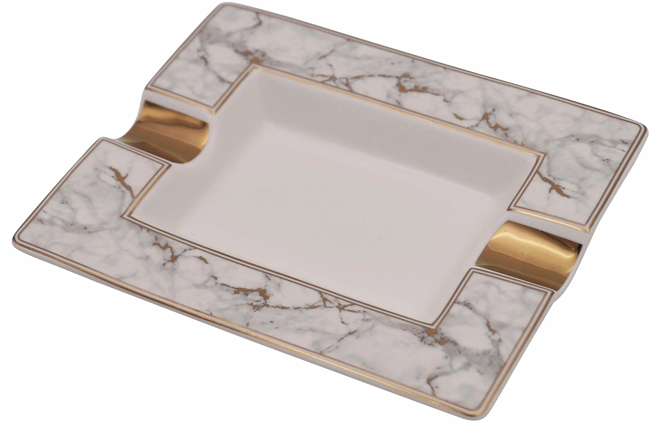 GERMANUS Popielniczka do cygar z prawdziwej porcelany - marmur Bianco