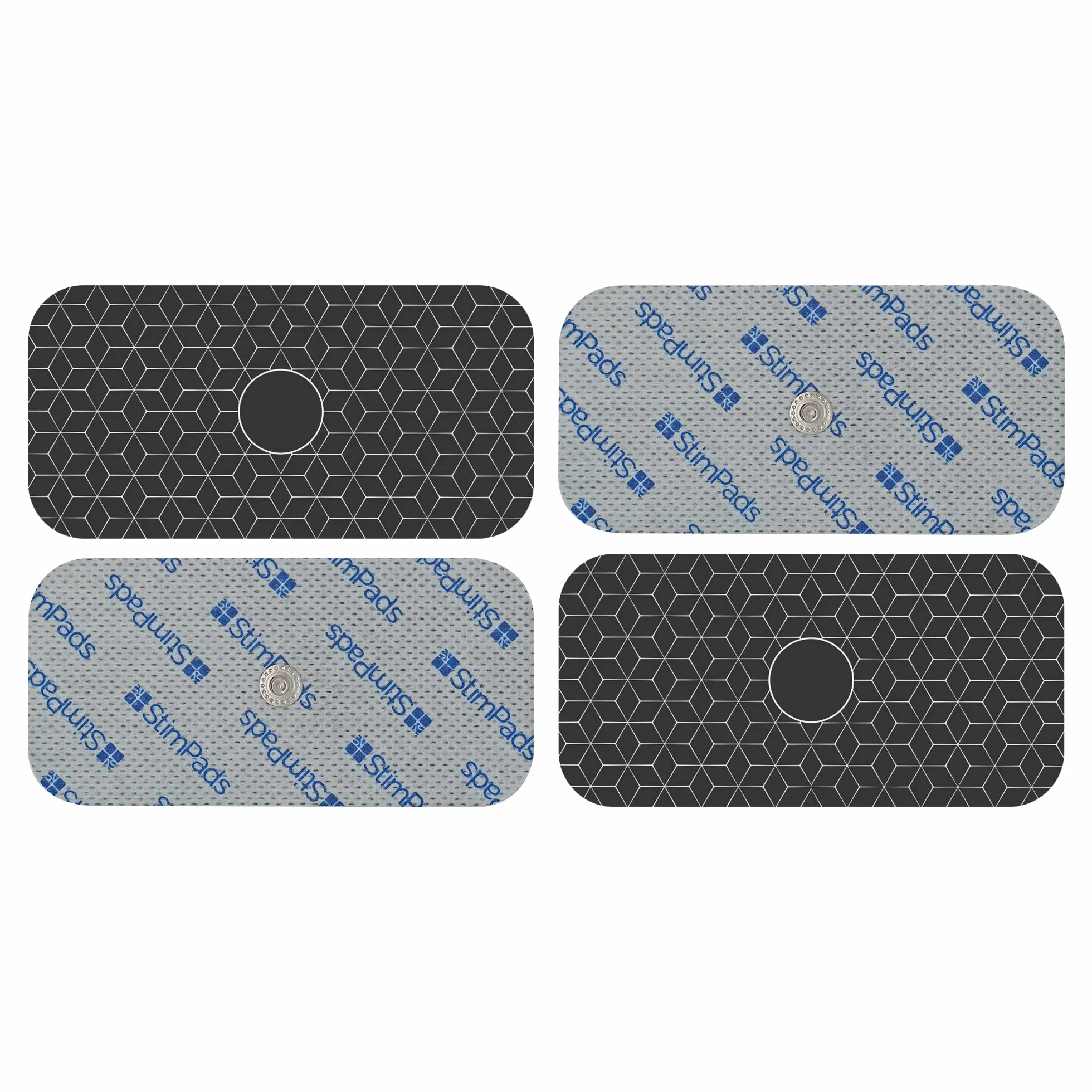 Profesjonalne srebrne podkładki elektrody EMS i TENS, kompatybilne z elektrodami Compex, 4 sztuki 50 x 100 mm z pojedynczym 3,75 mm Easy Snap