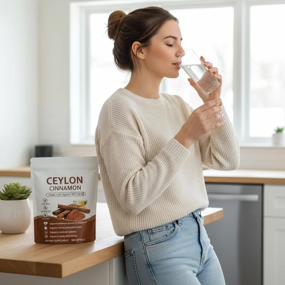 Ceylon Cinnamon Capsules z olejem MCT, wysoka absorpcja, bez GMO, bezglutenowe, 300 kapsułek żelowych