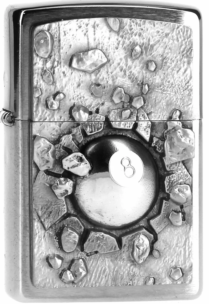 Zippo Zapalniczka Sztormowa, Ósemka, Street Chrome, Emblemat, do Napełniania, Wielokrotnego Użytku, Odporna na Wiatr, Pudełko Prezentowe, Wyprodukowana w USA