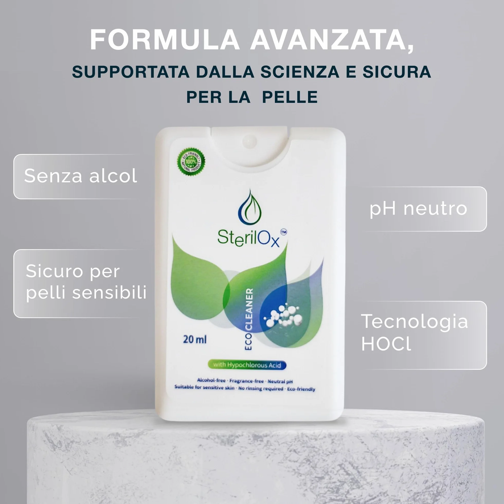 3 × 20 ml – higieniczny spray na bazie kwasu podchlorawego (HOCl), bezalkoholowy, do czyszczenia rąk i akcesoriów, mini zestaw do domu i podróży