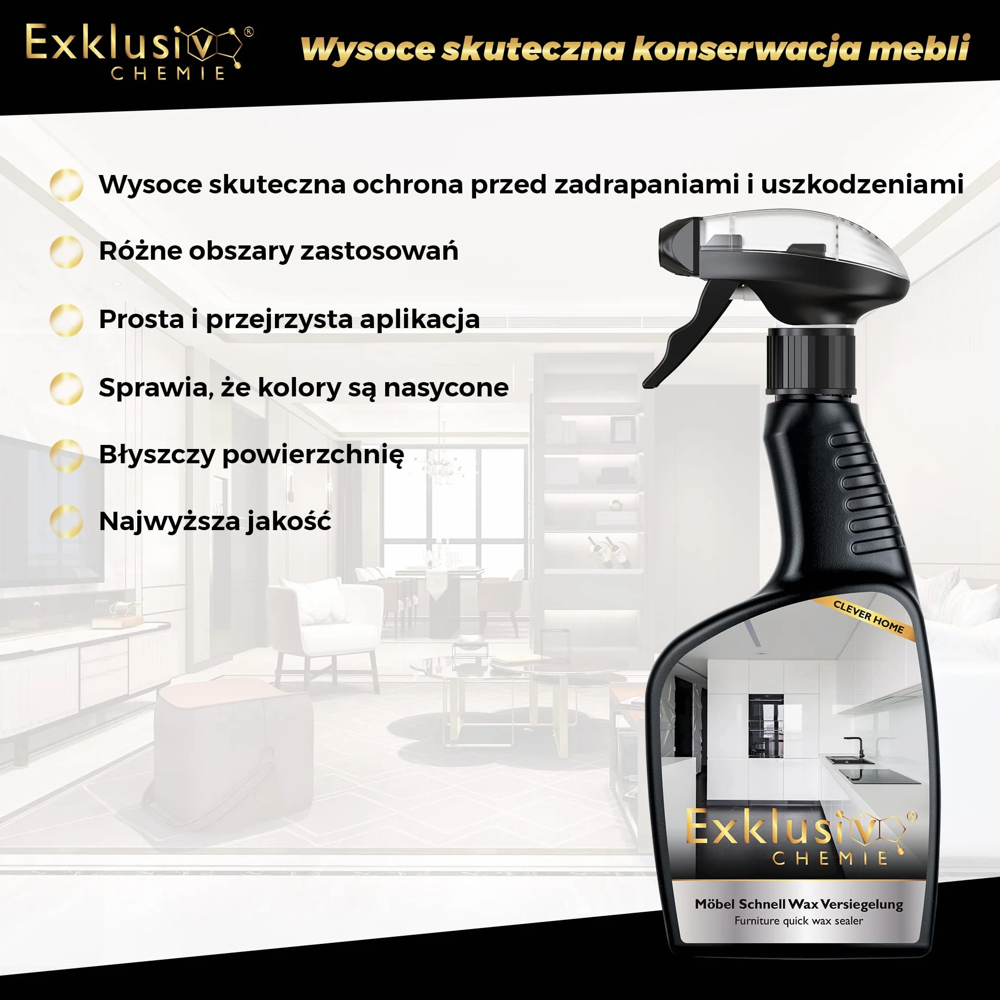 Exklusiv Chemie® Środek do czyszczenia frontów na wysoki połysk 0,5 l