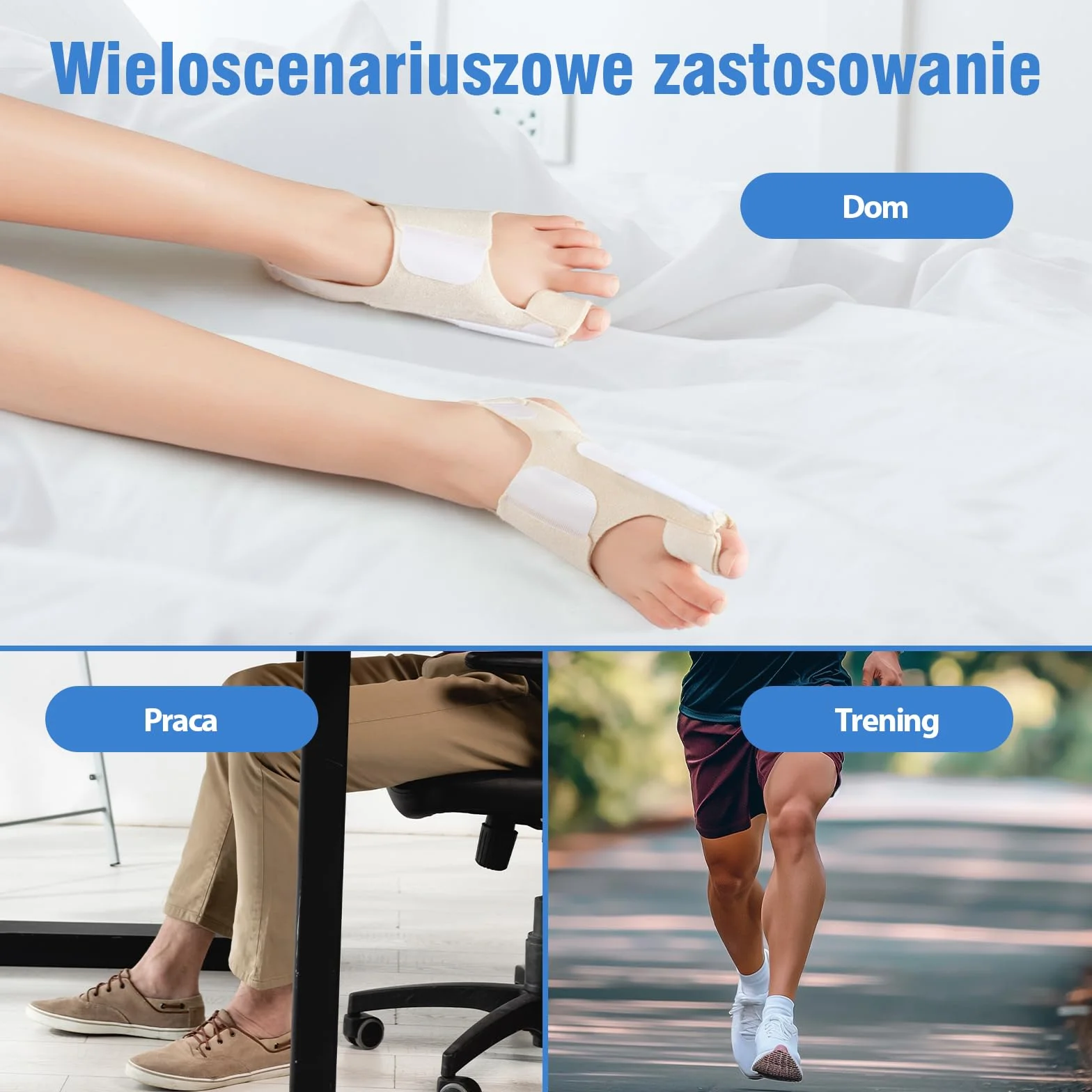 Regulowana szyna na haluksy z poduszką żelową – Korektor palucha koślawego, 1 para