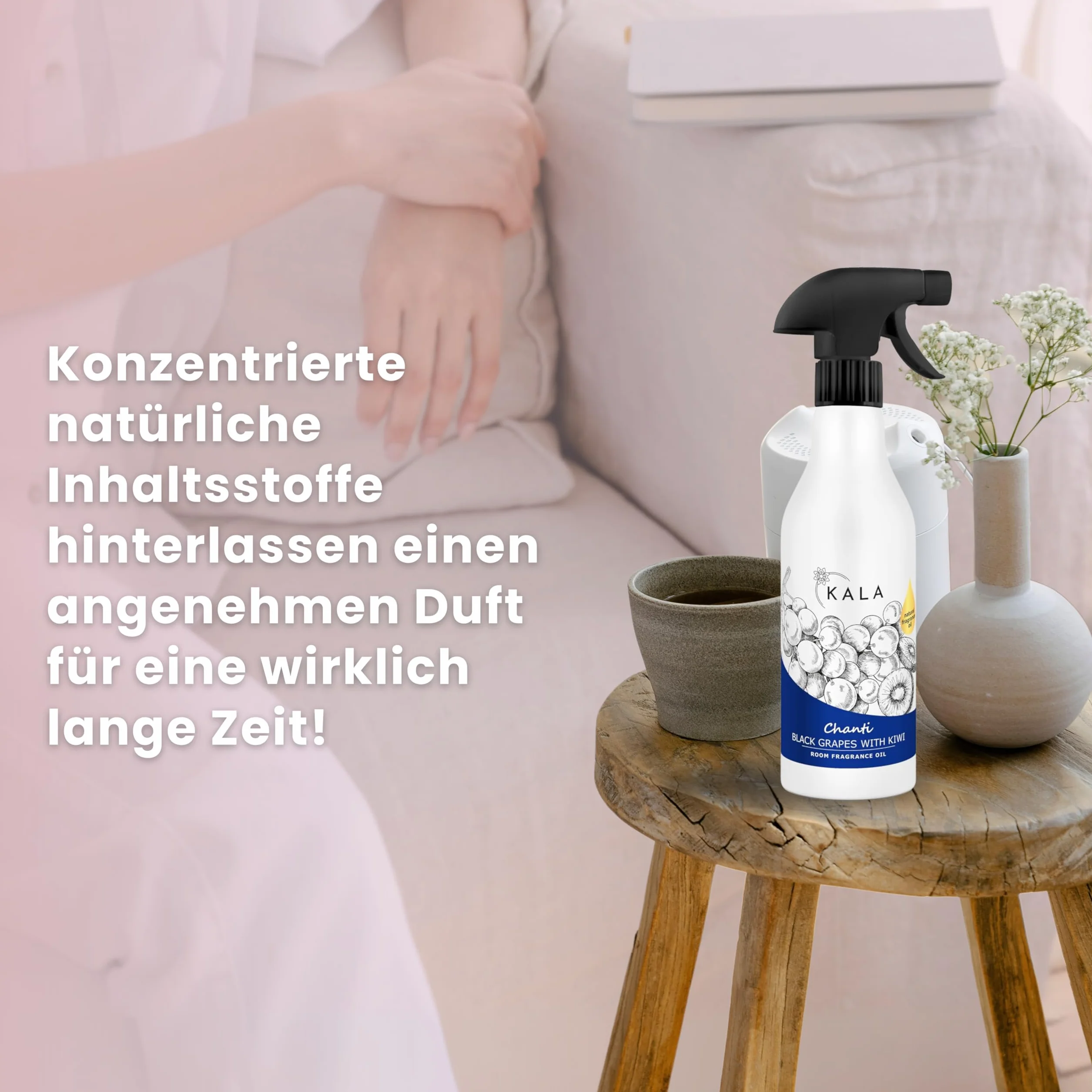 KALA - Odświeżacz Powietrza Spray Zapachowy CHANTI, Spray do Pomieszczeń z Neutralizacją Zapachów, Spray Zapachowy do Pomieszczeń Trzymający do 48h - Lily of May, 250ml