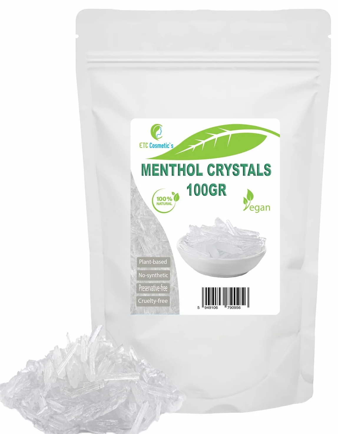 Mentol Kryształy 100 gr Naturalny Olejek Miętowy Działa Chłodząco i Odświeżająco