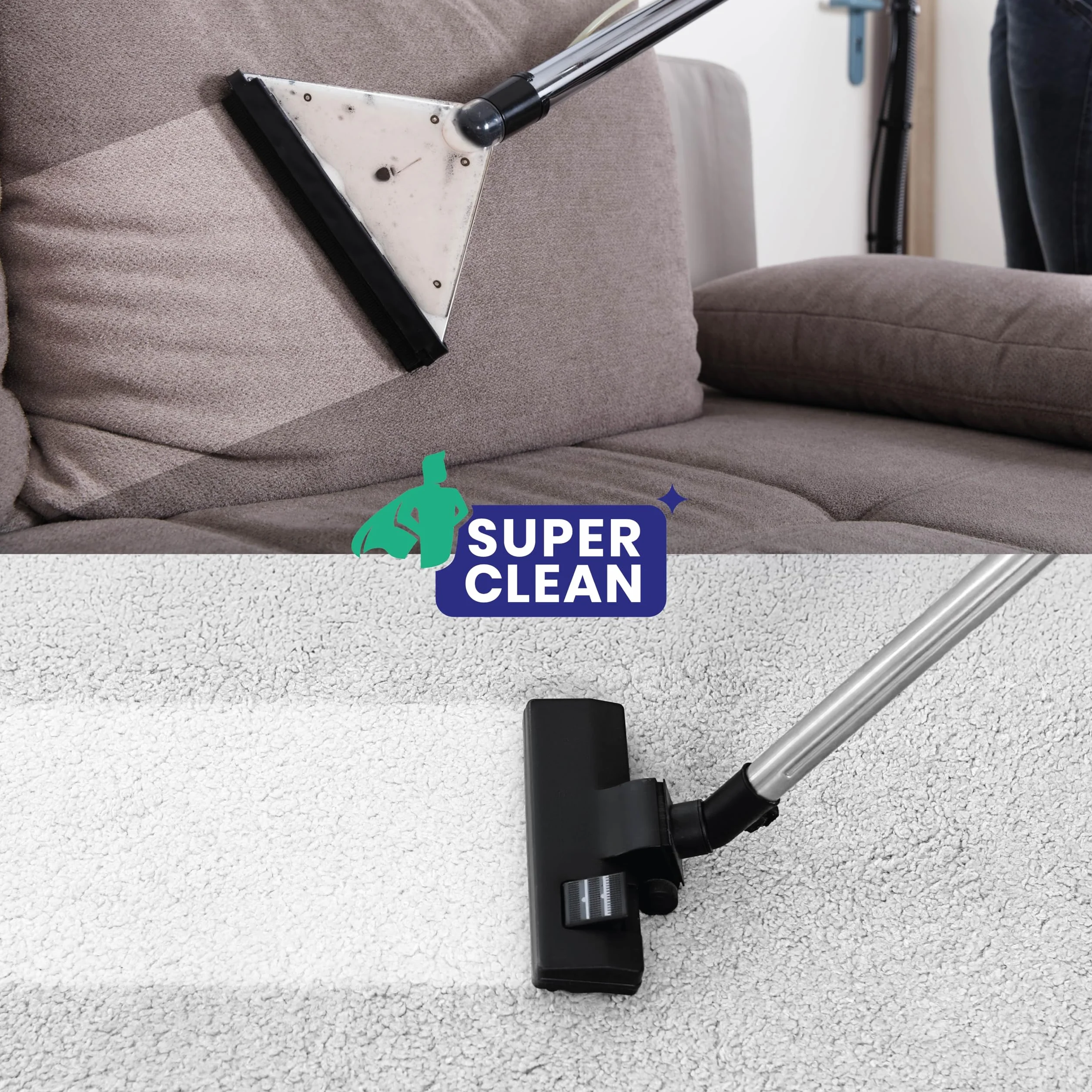 SUPER CLEAN Środek do głębokiego czyszczenia tapicerki i dywanów | Koncentrat do wszystkich rodzajów tapicerki, dywanów, foteli samochodowych, sof i kanap | 2 × 500 ml