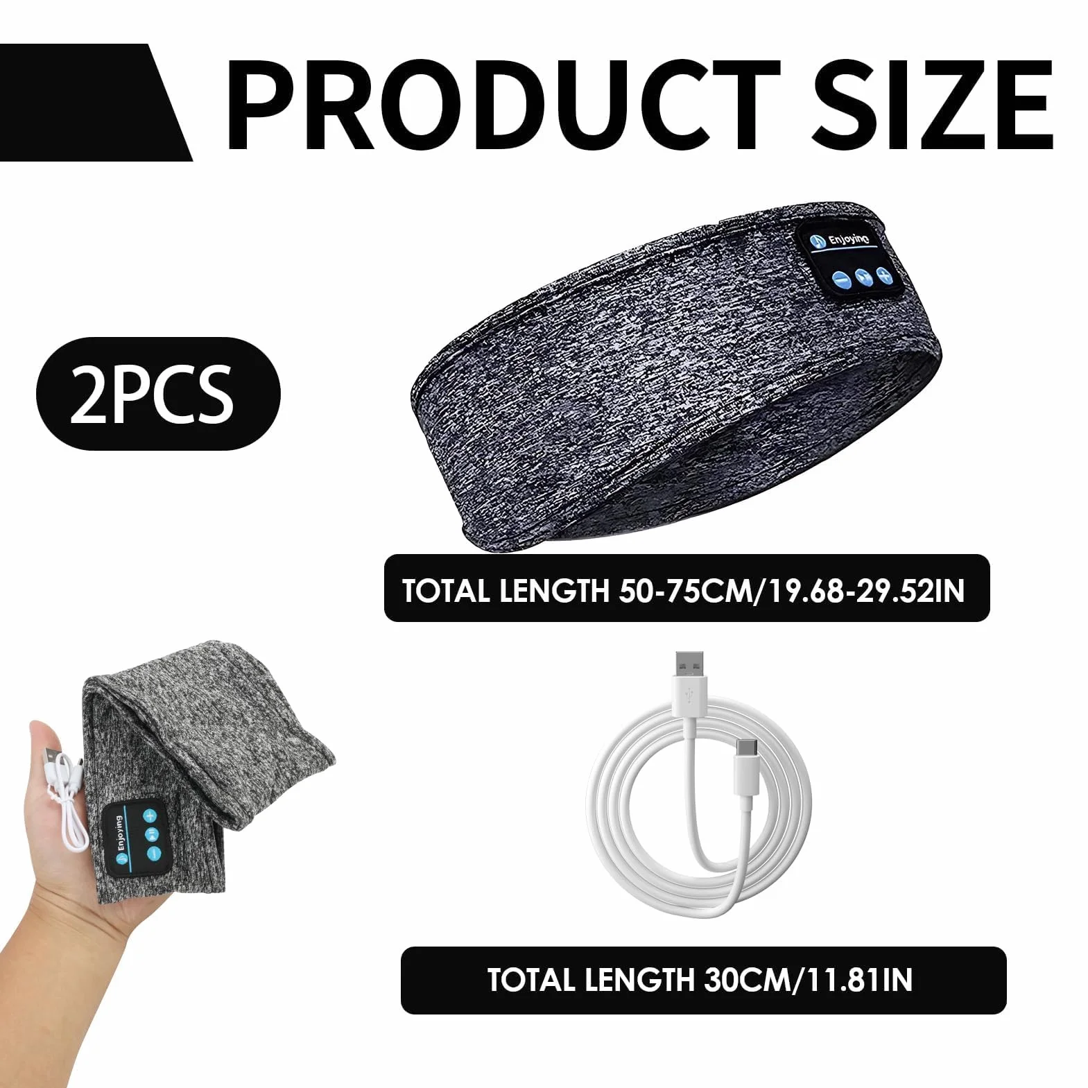 Opaska na głowę Bluetooth do spania z głośnikami stereo HD, wielofunkcyjny zestaw słuchawkowy do spania, zmywalna maska nocna, do uprawiania sportu, jogi, podróży, najwyższy komfort dla osób