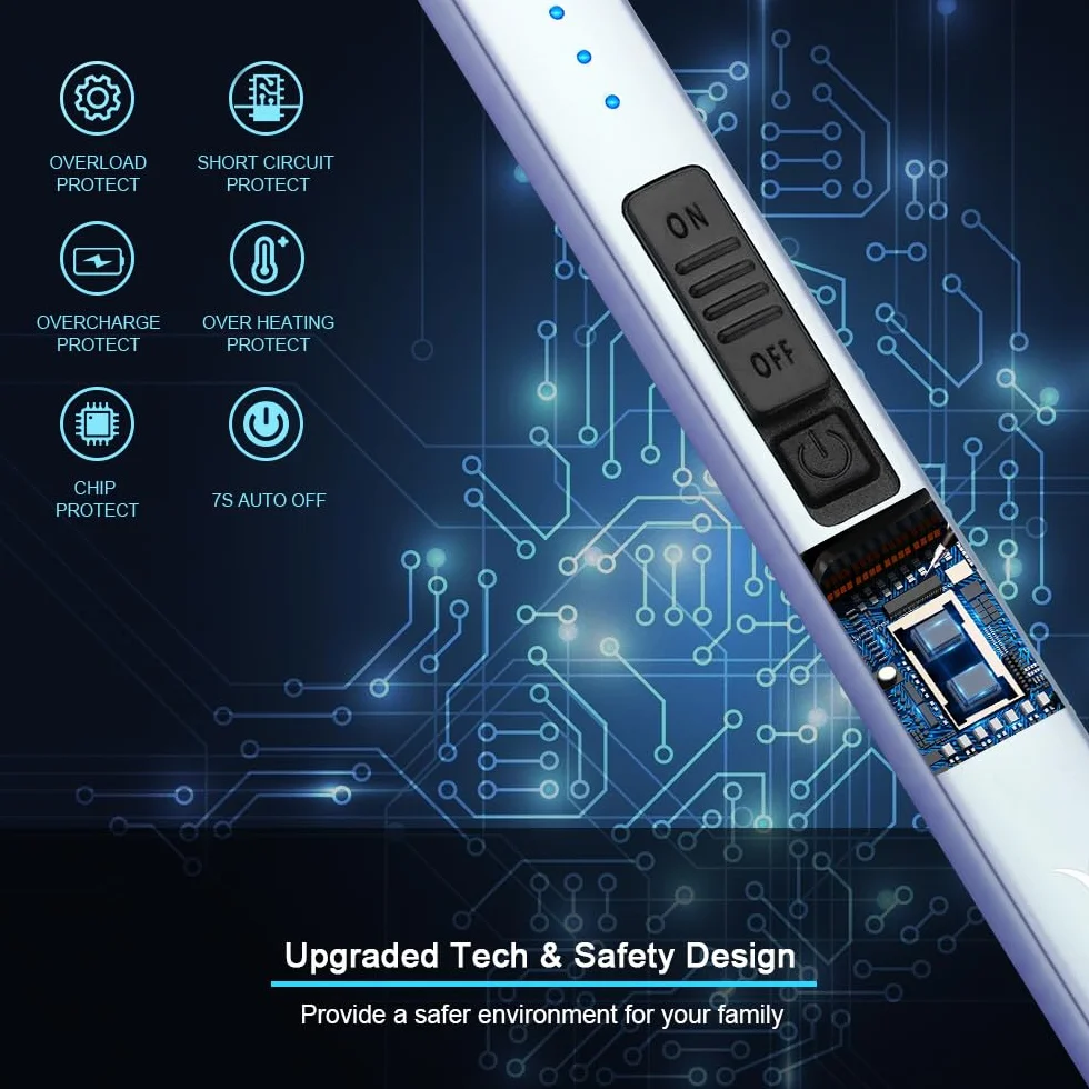 Suprus Zapalniczka elektryczna łukowa wiatroszczelna bezpłomieniowa USB ładowana z blokadą bezpieczeństwa niebieska