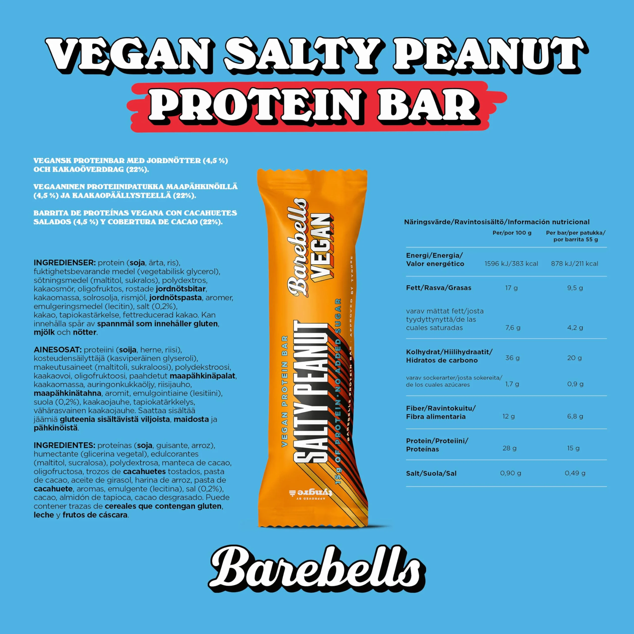 Barebells Baton Proteinowy 12 x 55 g 15 g Białka Niska Zawartość Cukru Bez Oleju Palmowego Wegańskie