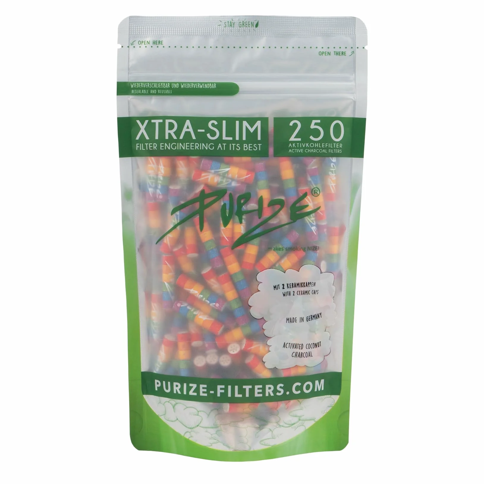 PURIZE Zestaw filtrów z węglem aktywnym Xtra Slim Size 250 sztuk 5,9 mm