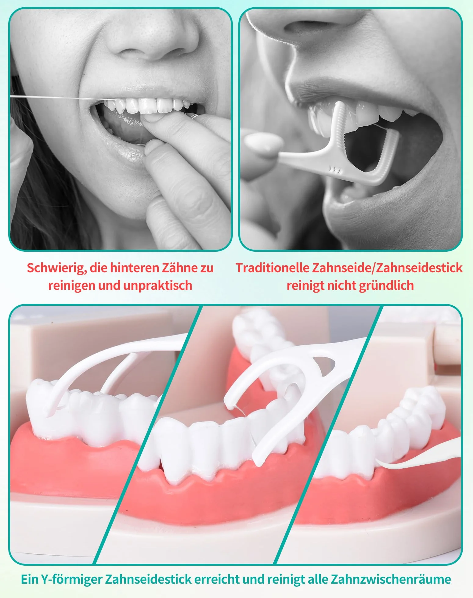 150 sztuk patyczków z nicią dentystyczną, specjalnie do zębów trzonowych, w kształcie litery Y, do czyszczenia przednich i tylnych przestrzeni między zębami - Y Shaped Dental Floss patyczki z nicią