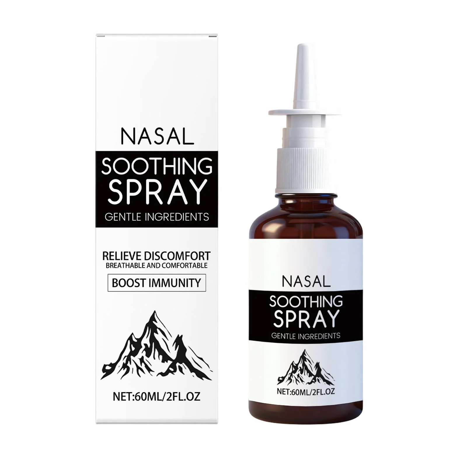 Mgiełka do czyszczenia nosa - 60 ml kojący komfort oddychania - płyn do oczyszczania nosa, dla dorosłych, kobiet, mężczyzn, seniorów, jazdy, podróży, nauki, na kemping, dojazdy do pracy