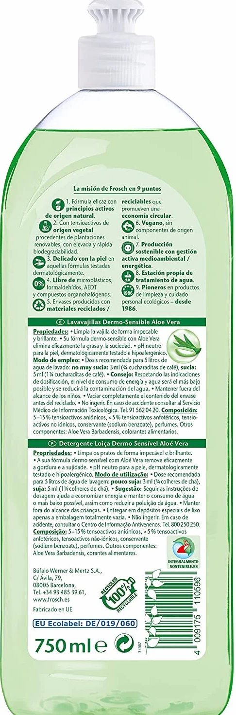 Frosch Ekologisch Aloe Vera zmywarka do naczyń, 750 ml