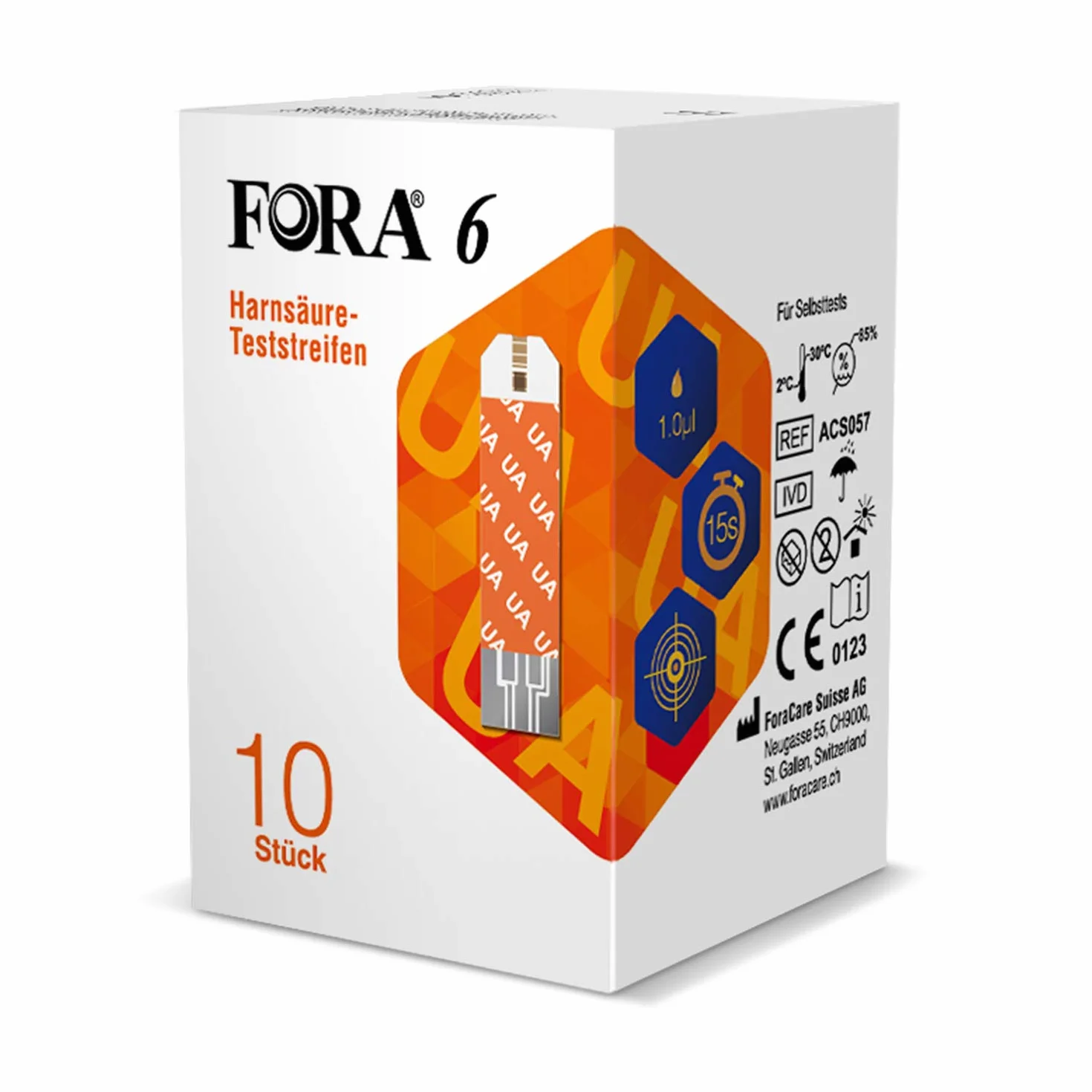 FORA 6 Uric Acid Test Strip (ACS057, Foil) (2 szt./pudełko) (Niemcy) x 1