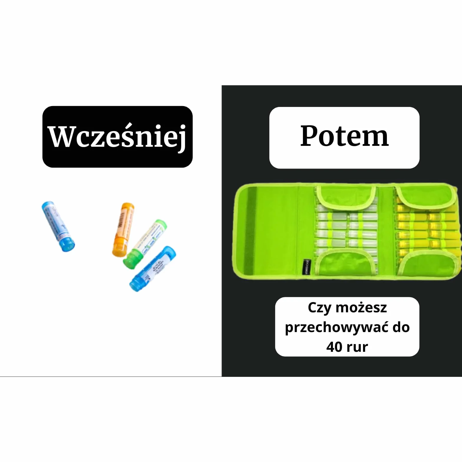 HOMEO-Case | Etui Homeopatyczne z 40 Przestrzeniami na Fiolki Boiron o Pojemności 4 Grama | Nie Zawiera Fiolków | Zielony Limonkowy