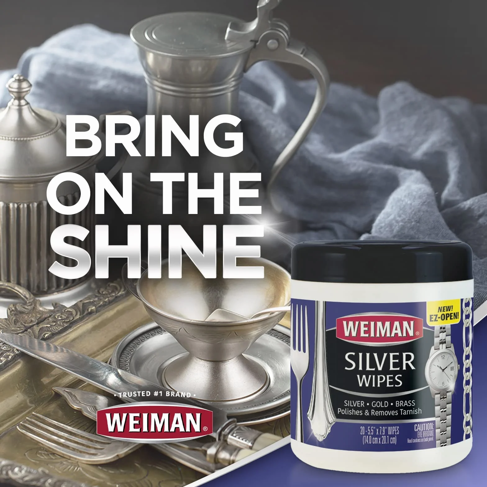 Weiman Jewelry Polish Cleaner and Tarnish Remover Wipes - 20 Count - Use on Silver Jewelry Antique Silver Gold Brass Copper and Aluminum