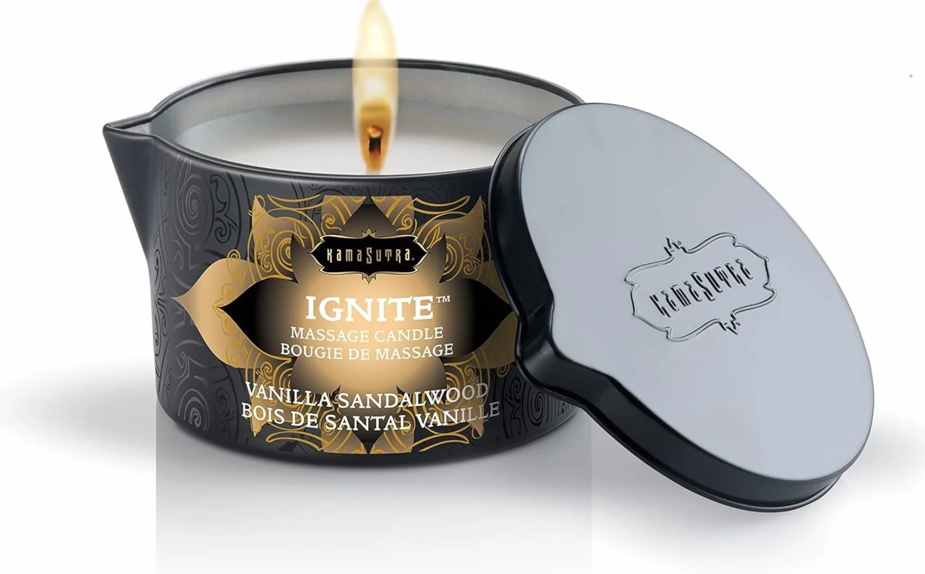KamaSutra świeca do masażu Tahitian Sandalwood (tahitańskie drzewo sandałowe), 1 opakowanie (1 x 170 g)
