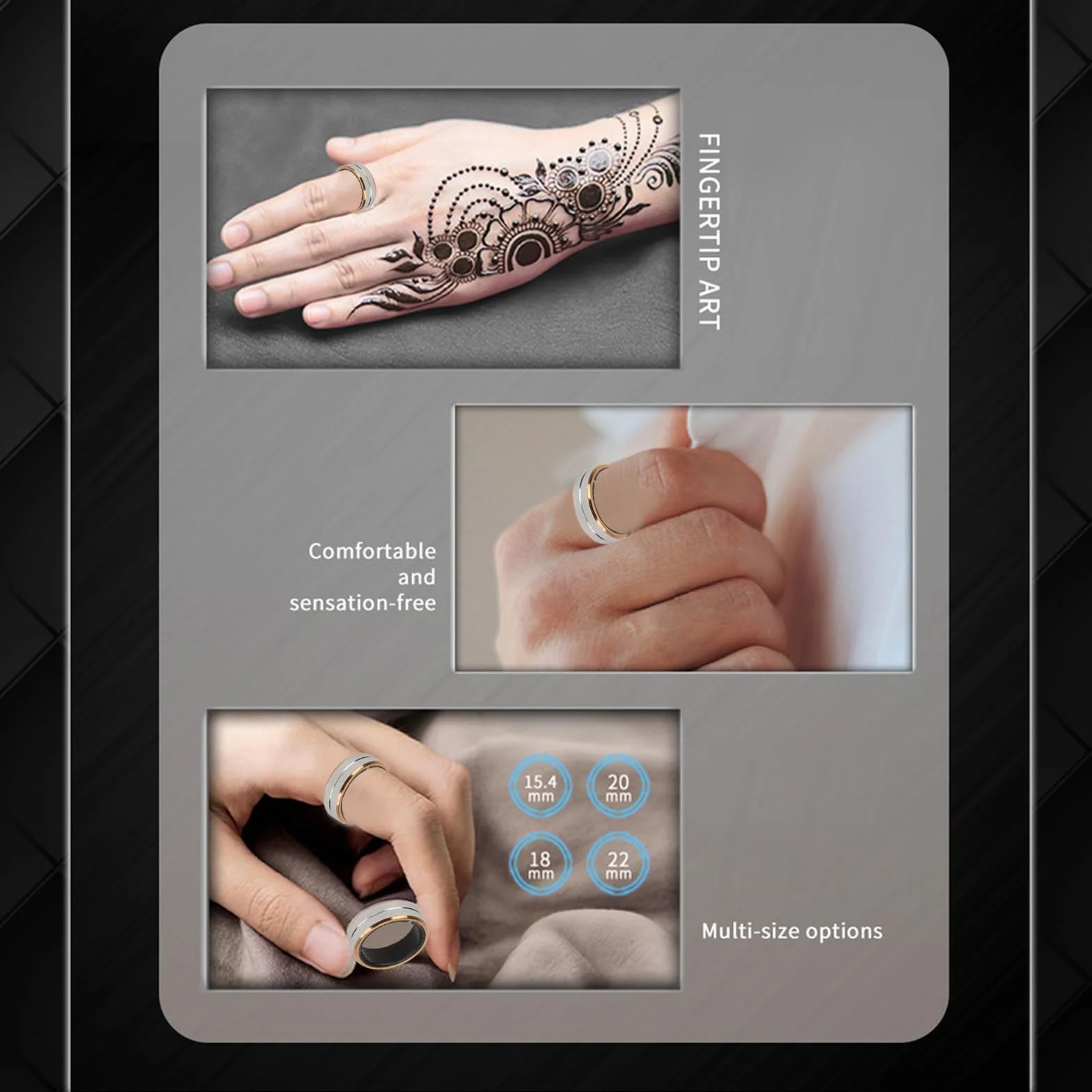 Monitor Kondycji Podczas Snu Smart Ring, Rejestruje Sen, Tętno, pierścień Zdrowia z Etui ładującym, dla Mężczyzn i Kobiet (Nr 8)