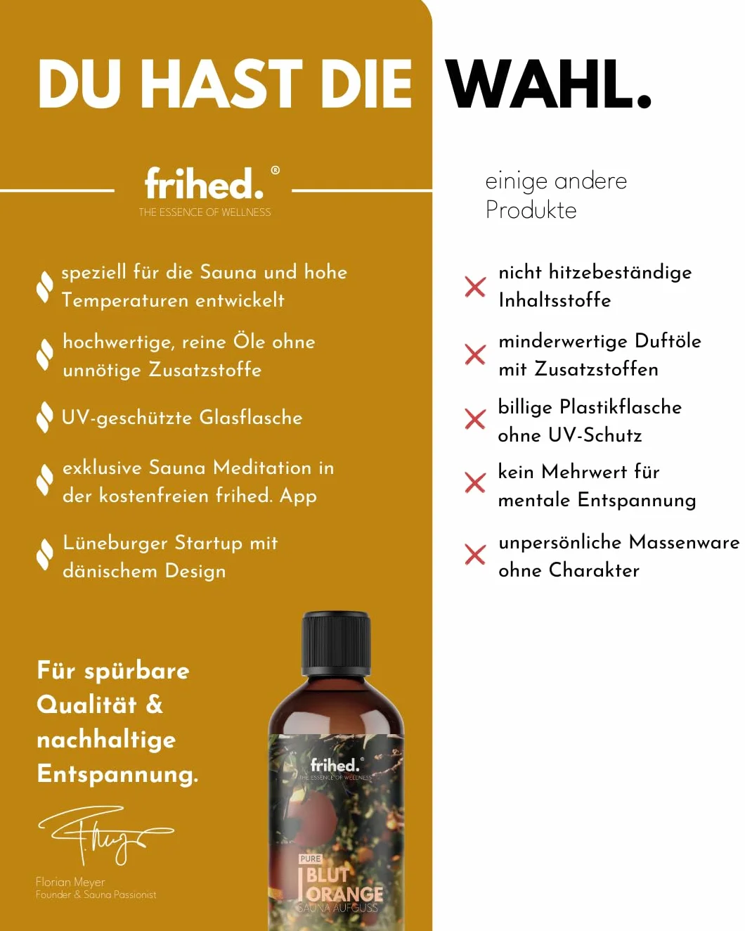 frihed.® Napar do sauny z pomarańczą krwistą z aplikacją do medytacji - wysoce skoncentrowane olejki pomarańczowe - rewitalizujące - długotrwały zapach - wyprodukowane w Lüneburgu