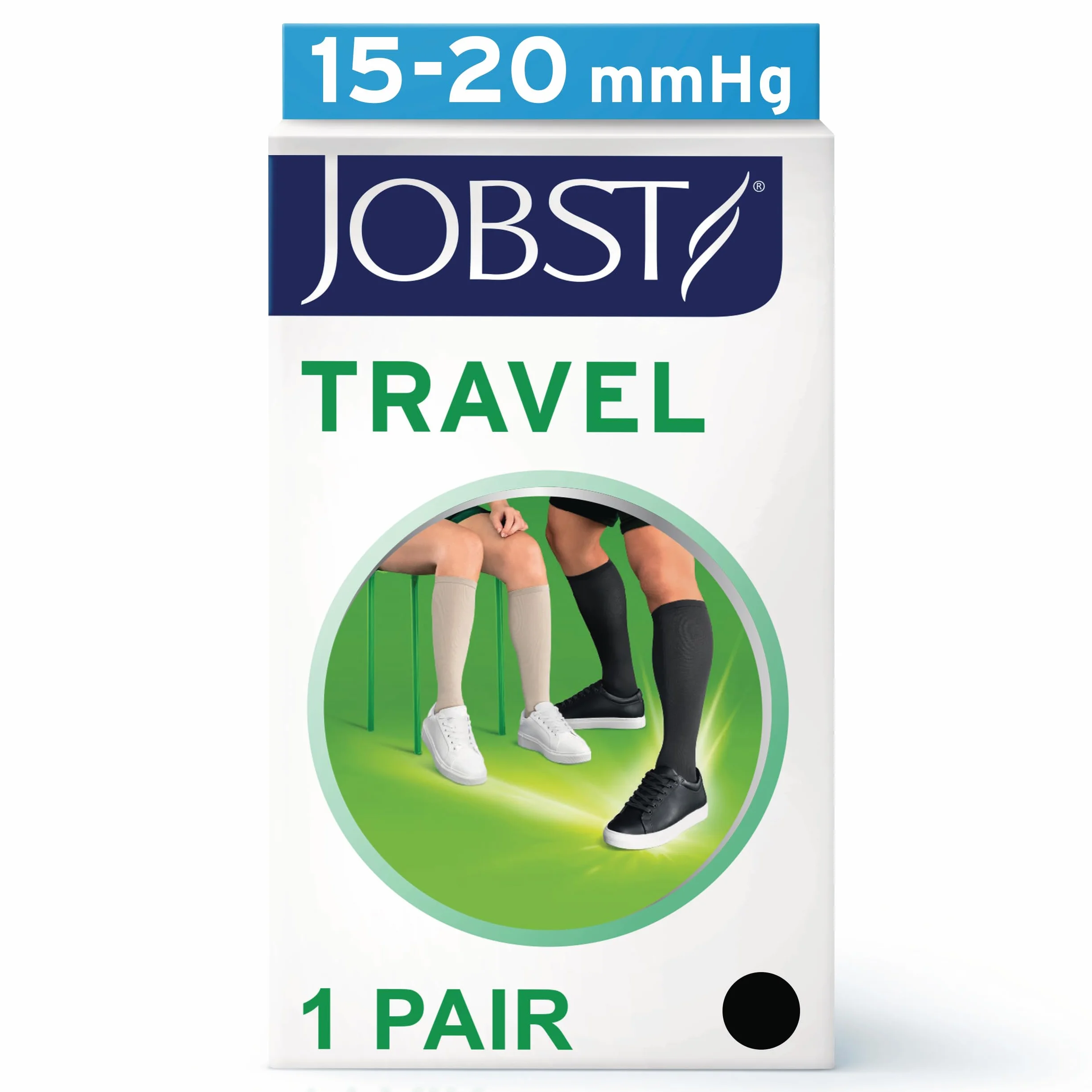 JOBST Pończochy podróżne przeciwzakrzepowe, czarne, rozmiar 4, bawełna 33%
