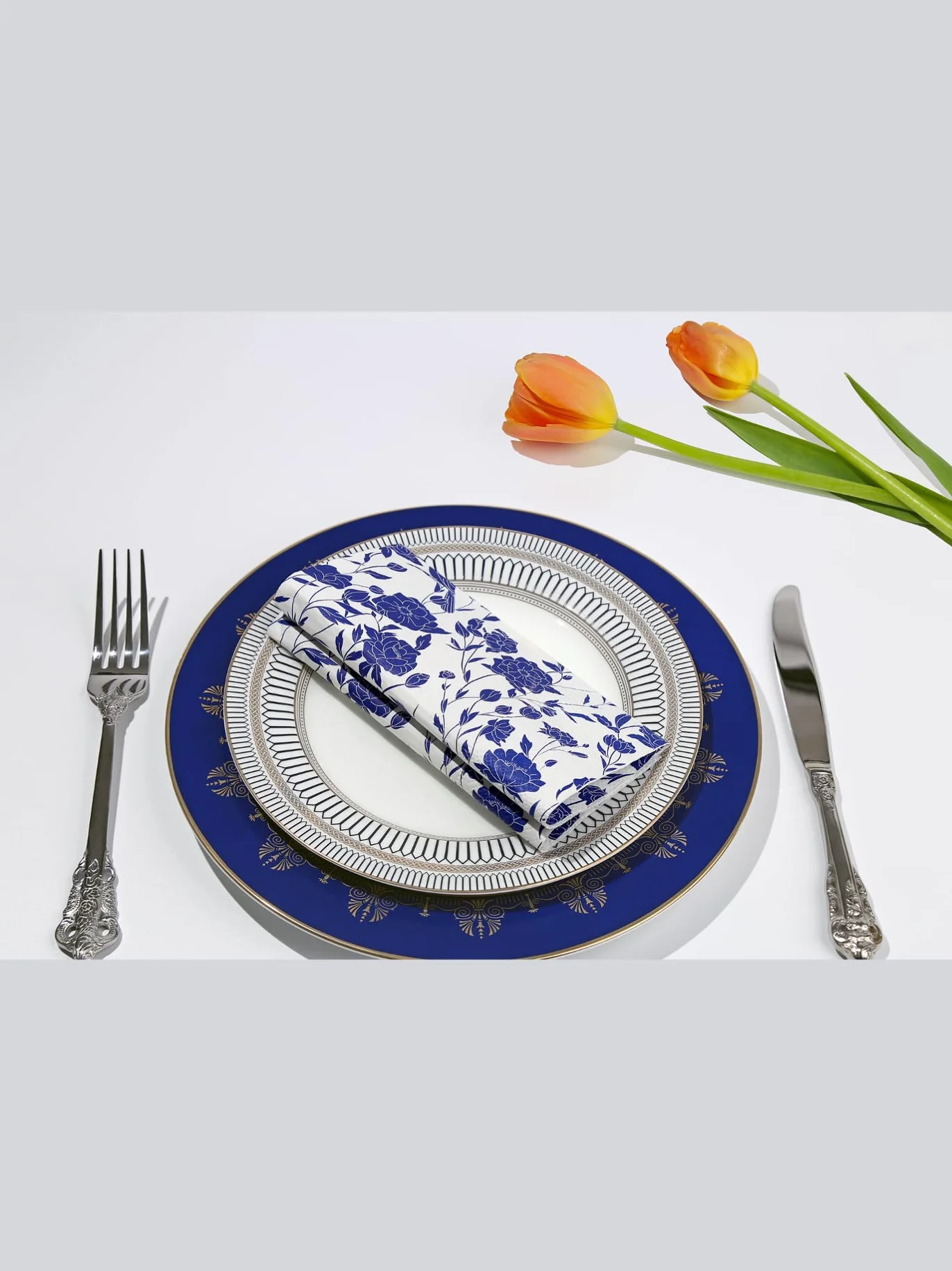 Designerskie serwetki papierowe, 3-warstwowe, 16,5 x 16,5 cm, jednorazowe, dekoracyjne, niebiesko-białe, porcelanowe, obiadowe, koktajlowe, na wesele, urodziny, przyjęcie rocznicowe, baby
