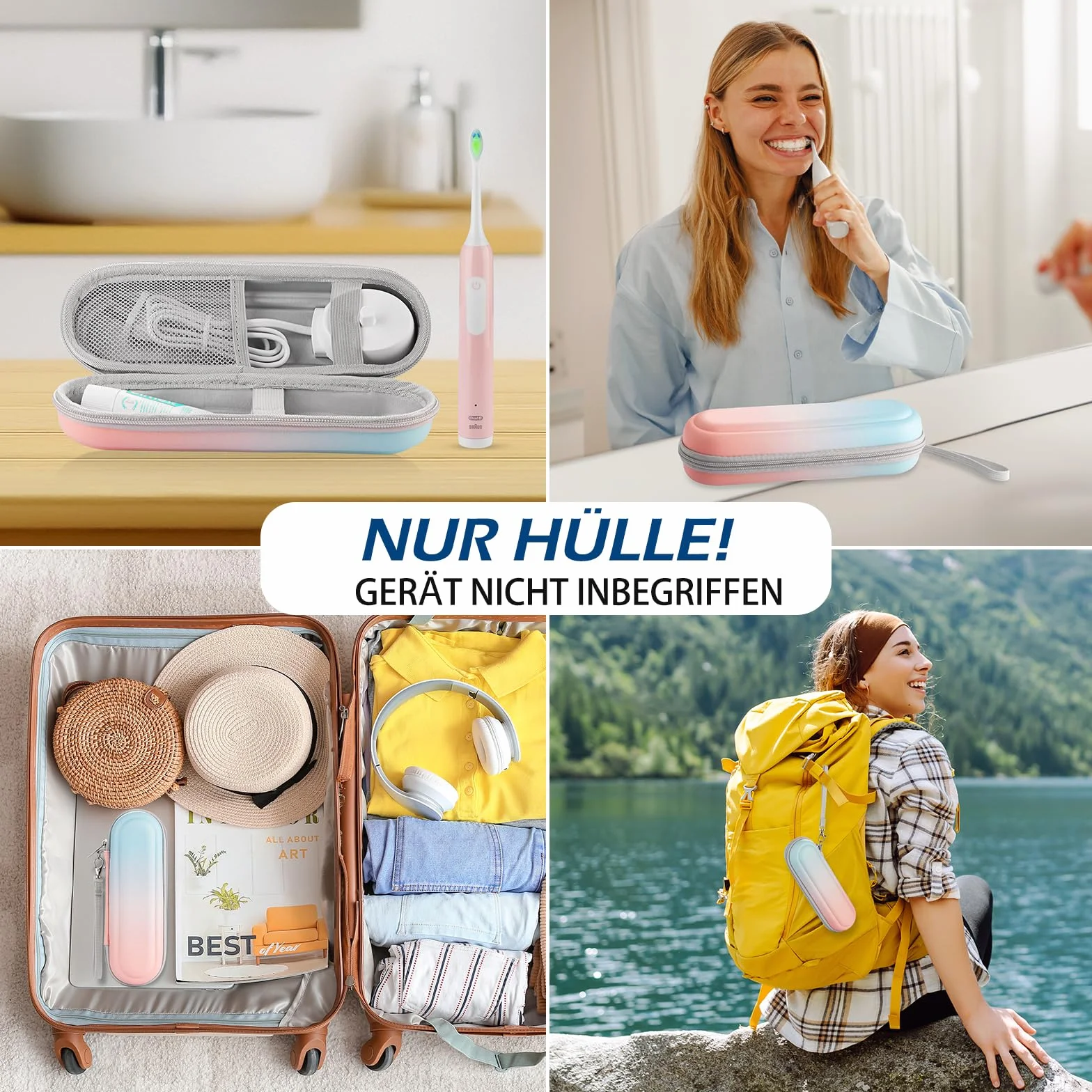 etui podróżne na szczoteczki do zębów Oral-B/Oral-B Pro/Philips Sonicare, przenośna twardoziarna torba podróżna