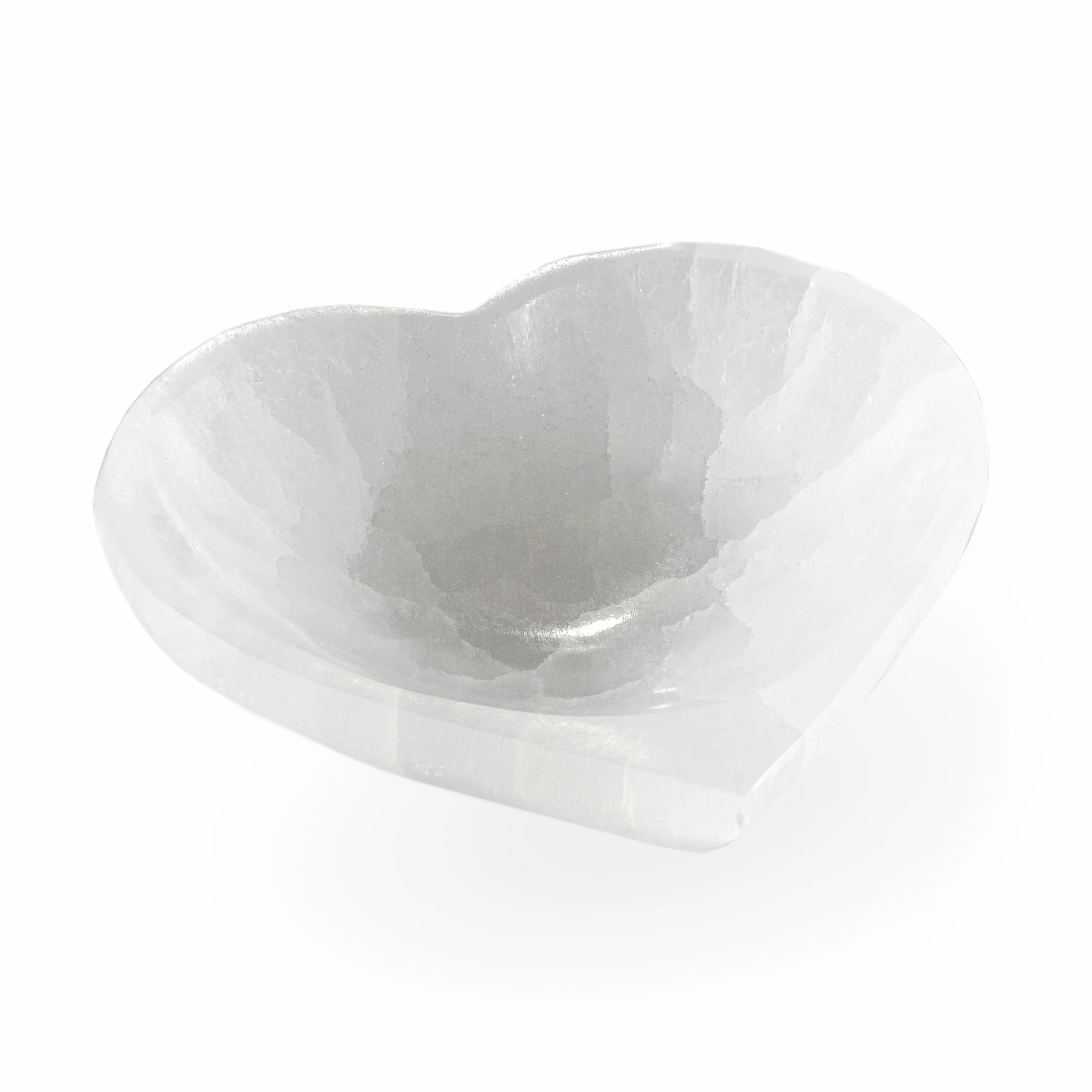 Naturalny selenit miska w kształcie serca 10 x 11 cm kamień szlachetny dekoracja