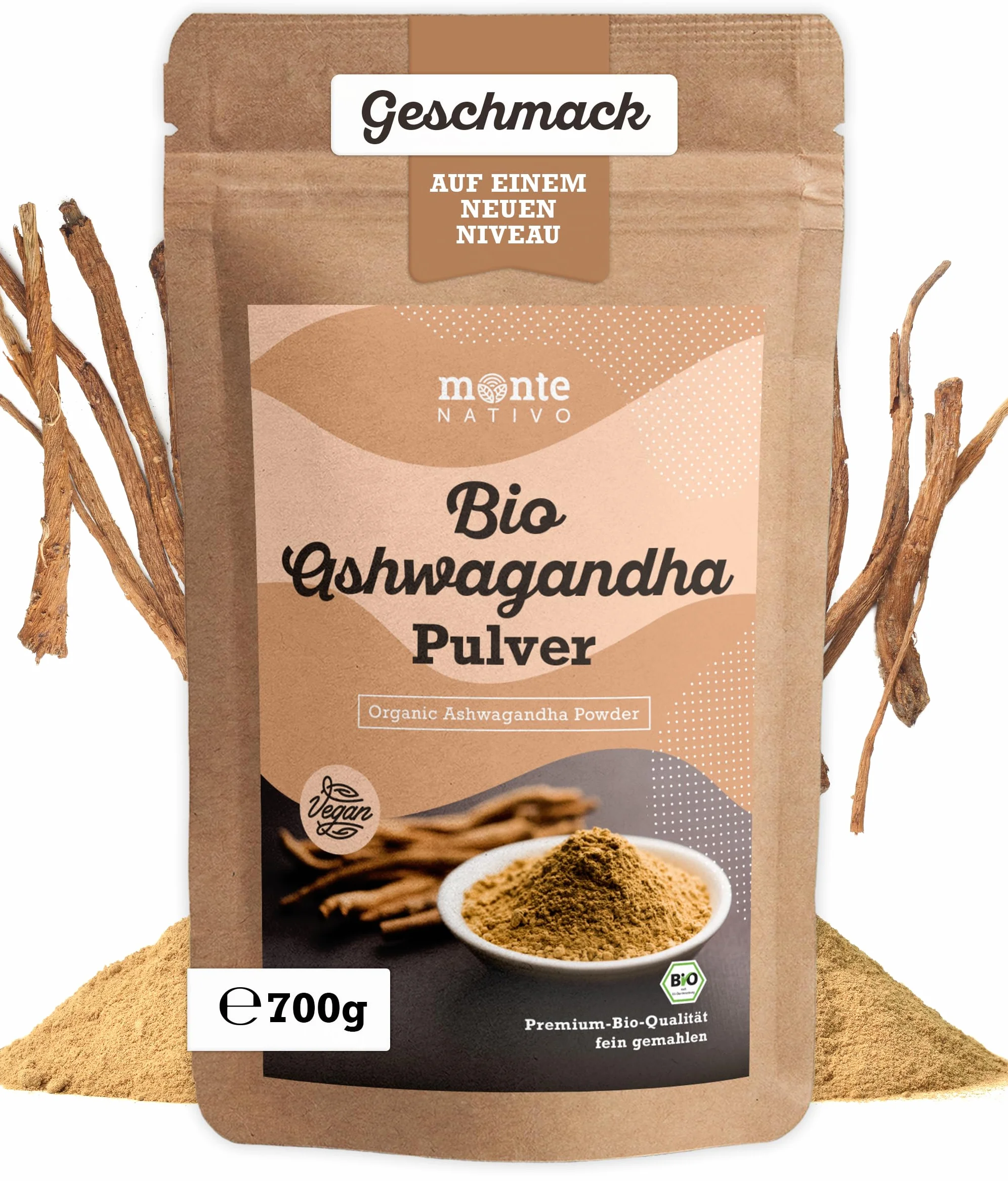 Monte Nativo Organiczny Proszek z Witani Ospałej 700g Żeń-szeń indyjski Zimowa wiśnia Withania Somnifera
