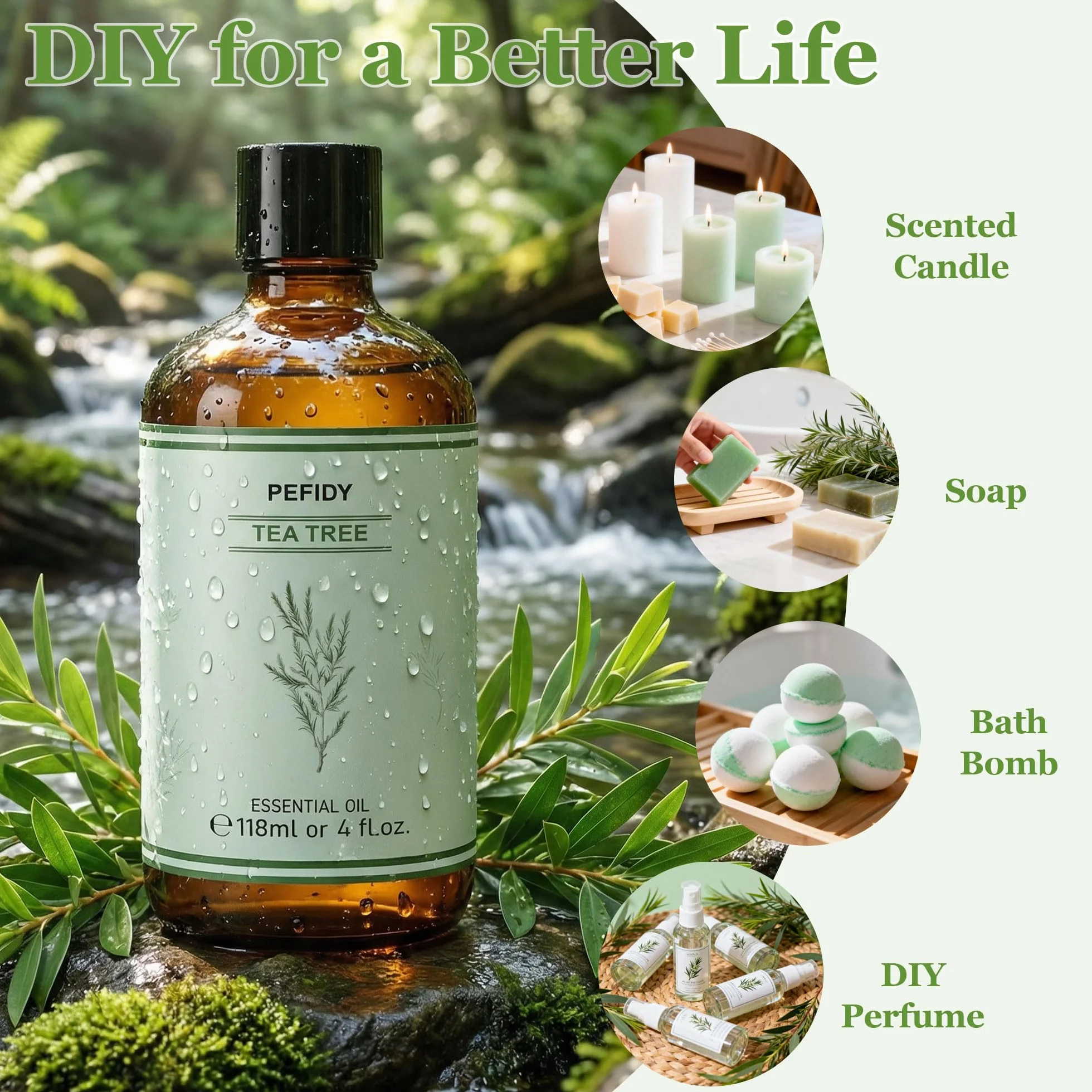 Olejek herbaciany 118ml, 100% czysty. Naturalny olejek tea tree, który wyrównuje skórę. Idealny do dyfuzora, szamponu, produkcji mydła i projektów DIY