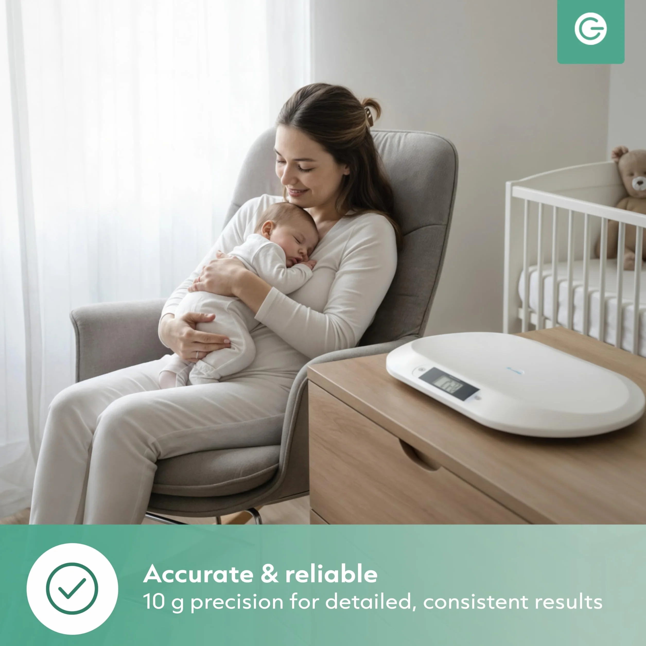 Silvergear Inteligentna waga dla niemowląt z Bluetooth | cyfrowa waga dla niemowląt z aplikacją dla noworodków, dzieci, zwierząt domowych | precyzyjny pomiar do 20 kg | aplikacja Smart Life | 54,5 x