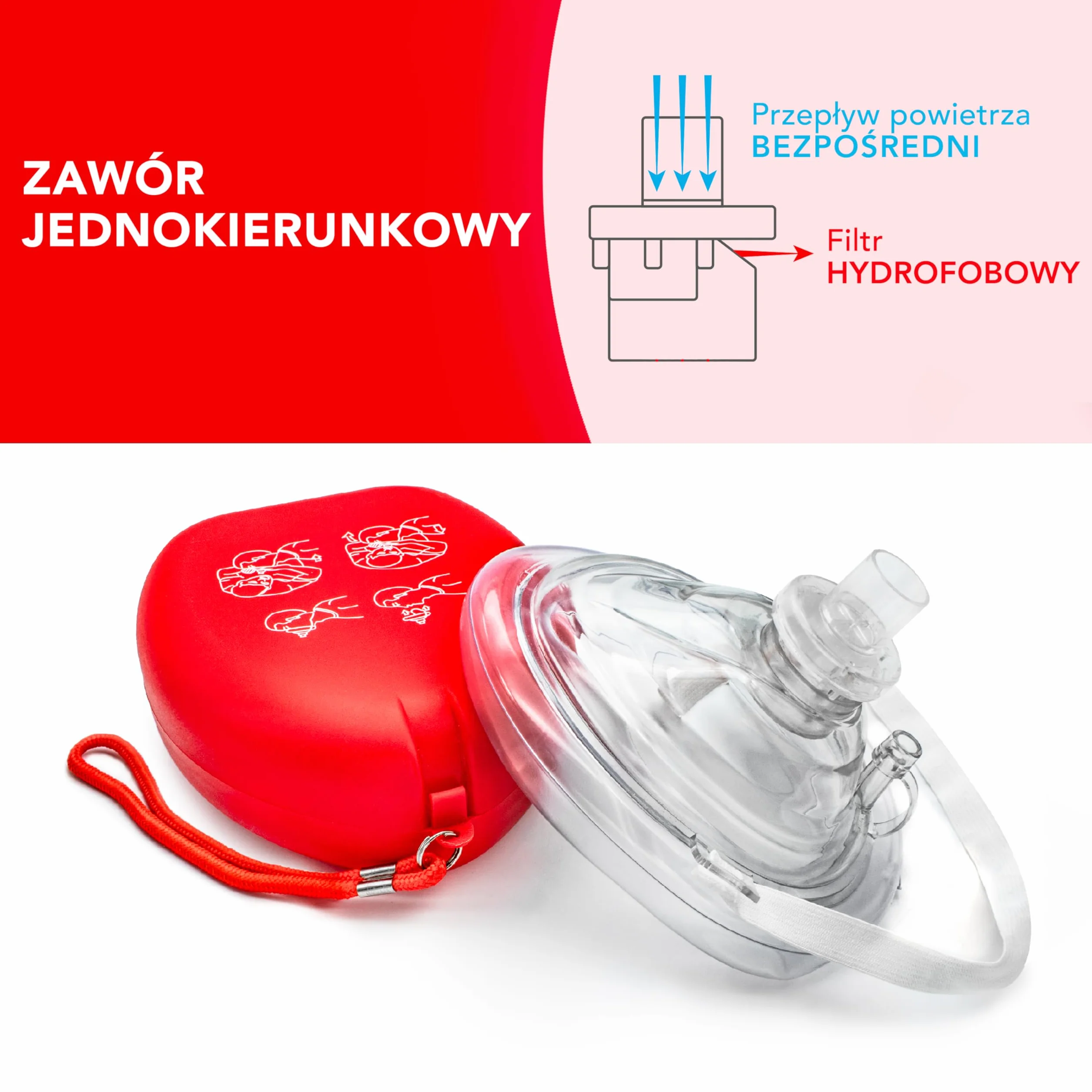 AIESI® Pocket Mask profesjonalna maska ​​do resuscytacji metodą usta-usta z zaworem jednokierunkowym i filtrem, maska ​​do resuscytacji CPR