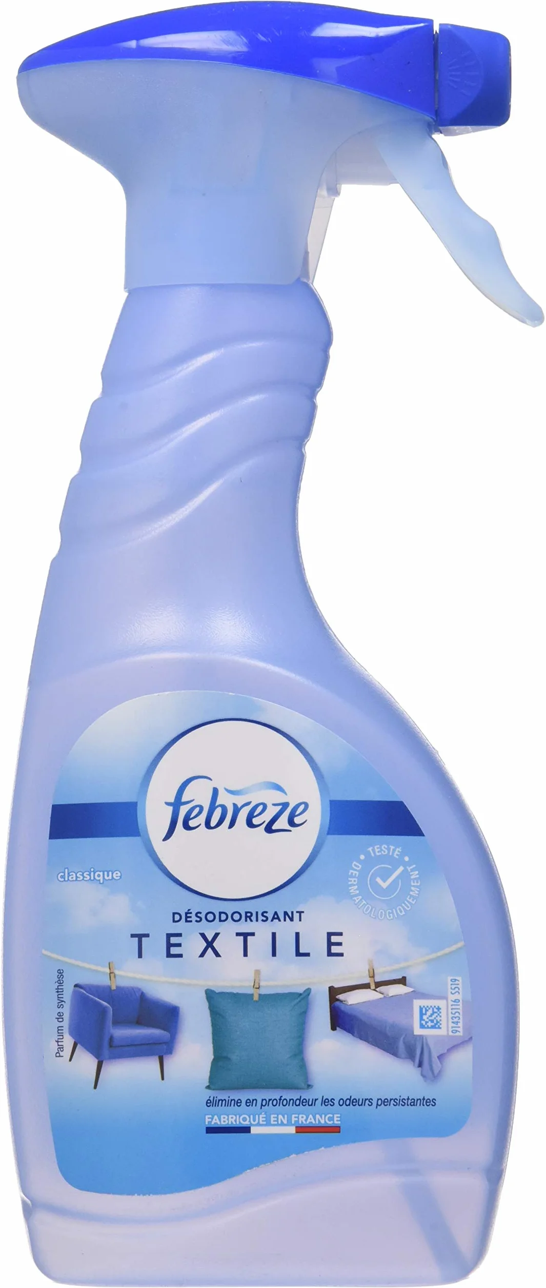 Febreze Klasyczny odświeżacz powietrza, do tekstyliów, 500 ml, usuwa zapachy, które są zawarte w tekstyliach, świeży zapach