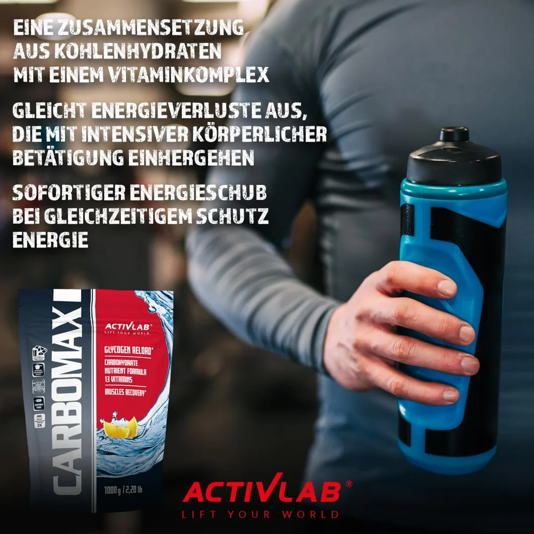 Activlab CarboMax Energy Power – Odżywka Węglowodanowa dla Sportowców – Dodatkowa Porcja Energii Podczas Treningu – Węglowodany na Masę – Gainer (Cytryna, 1000g)
