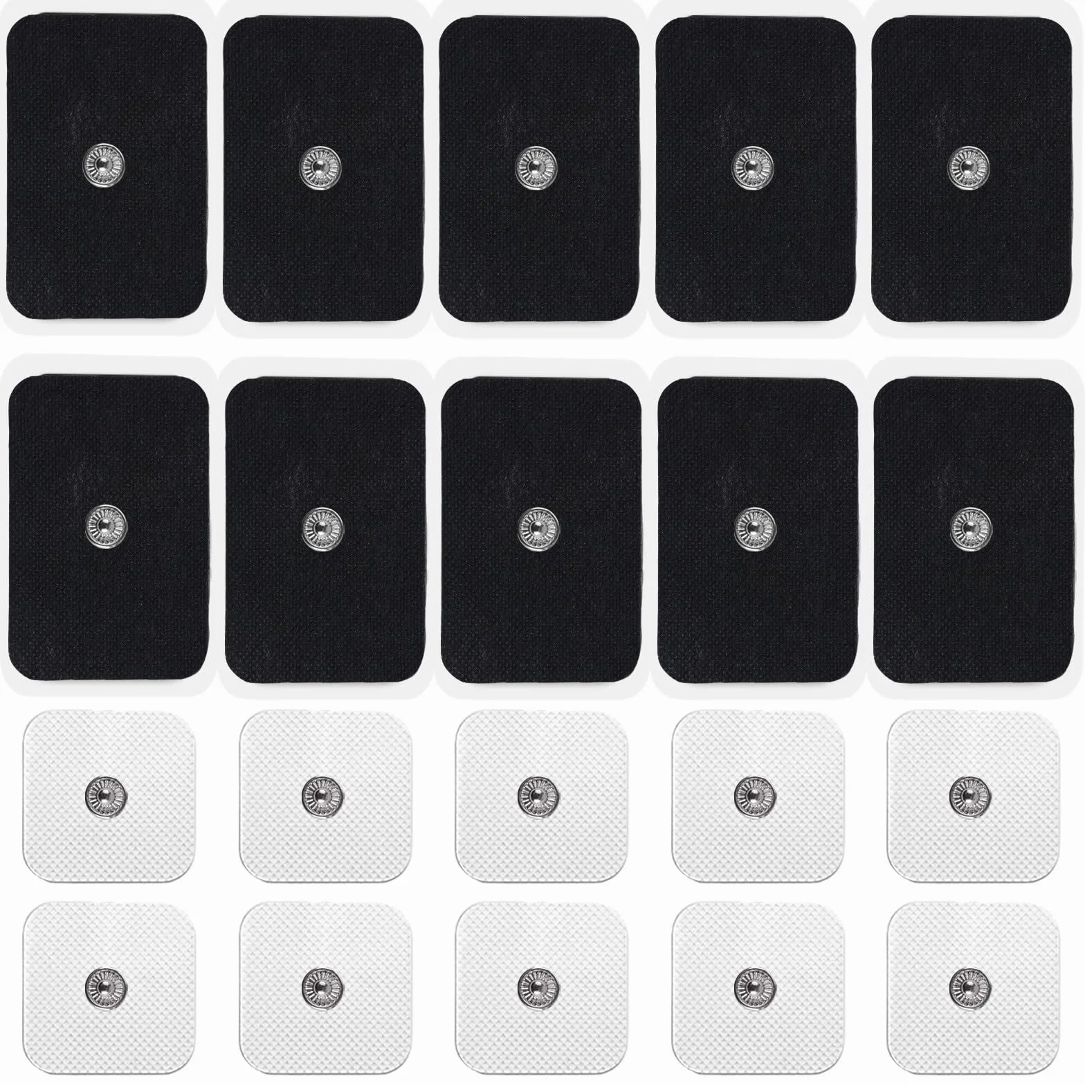 20 sztuk podkładek do elektrod TENS, 5 x 5 mm/6 x 9 mm, elektrody do elektrod, wielokrotnego użytku, do łagodzenia bólu mięśni, tułowia i stawów