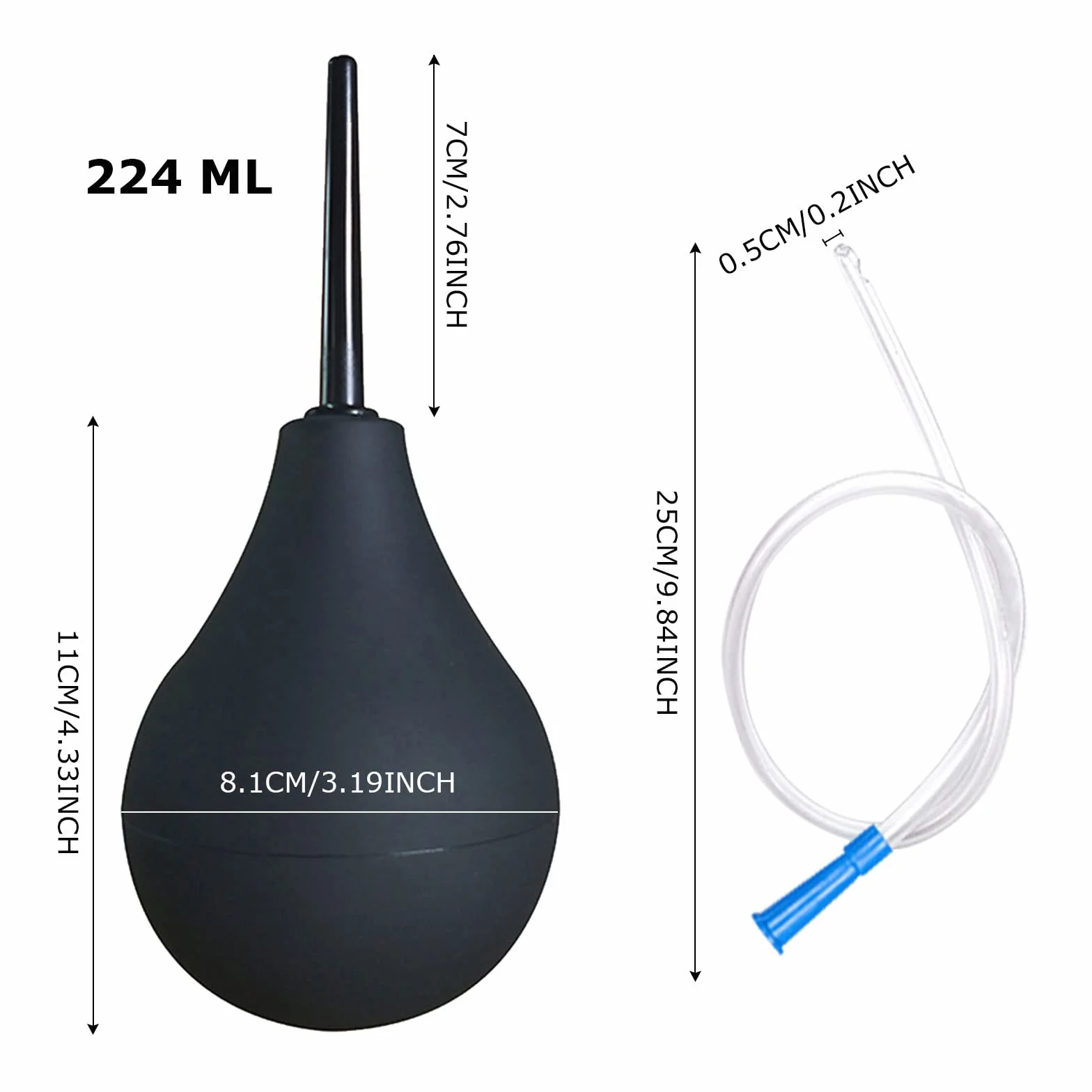 MIVAIUN 220 ml zestaw do duszowania żarówek dla mężczyzn i kobiet, 2 x dysza wielokrotnego użytku, 1 x długa dysza do węża i 1 x torba do przechowywania, silikonowa żarówka douche wygodny zestaw do