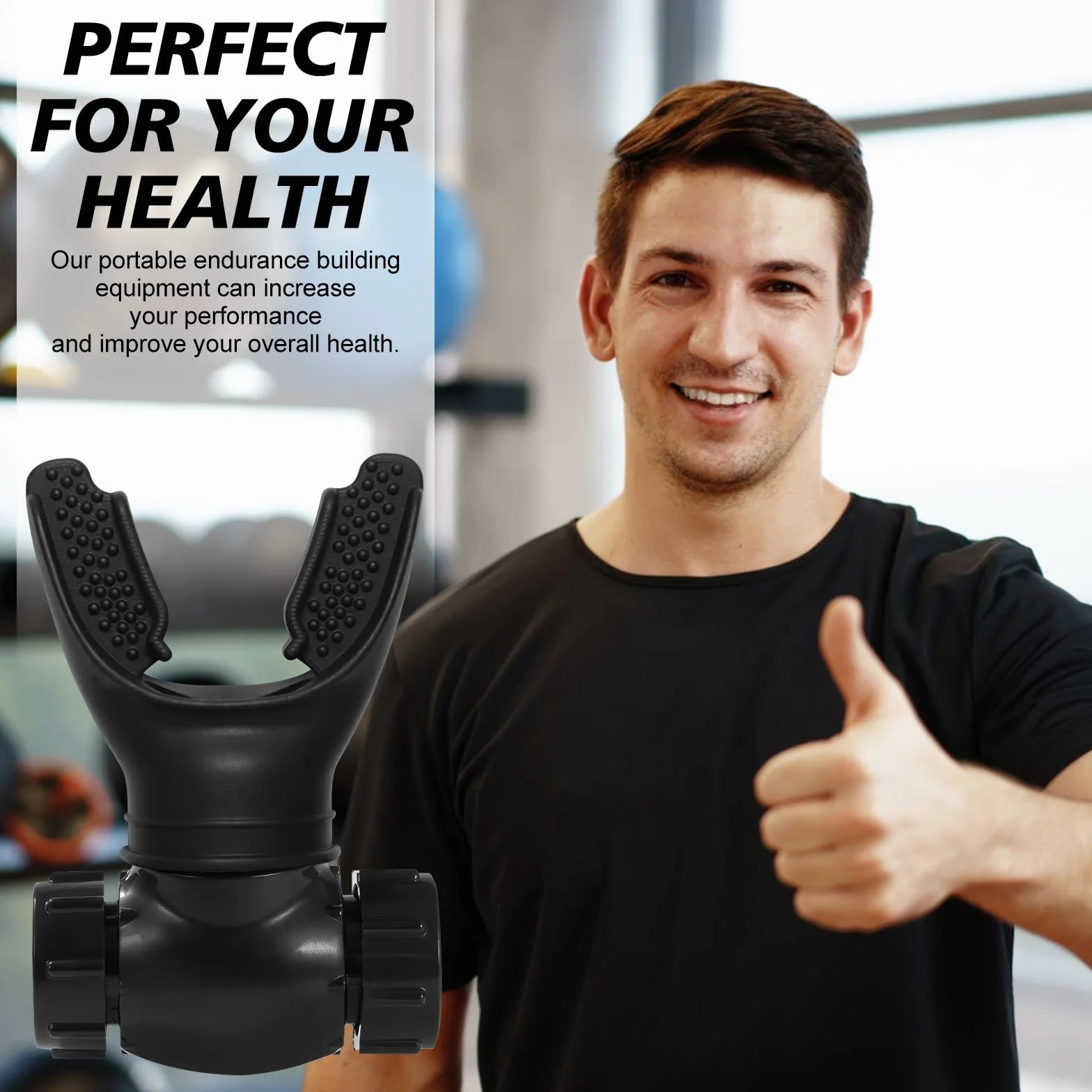 oxyfit trener oddychania, trener oddechowy płuc, przyrząd do treningu pojemności płuc z regulowanymi opornikami dla zwiększenia wytrzymałości oddechowej – czarny