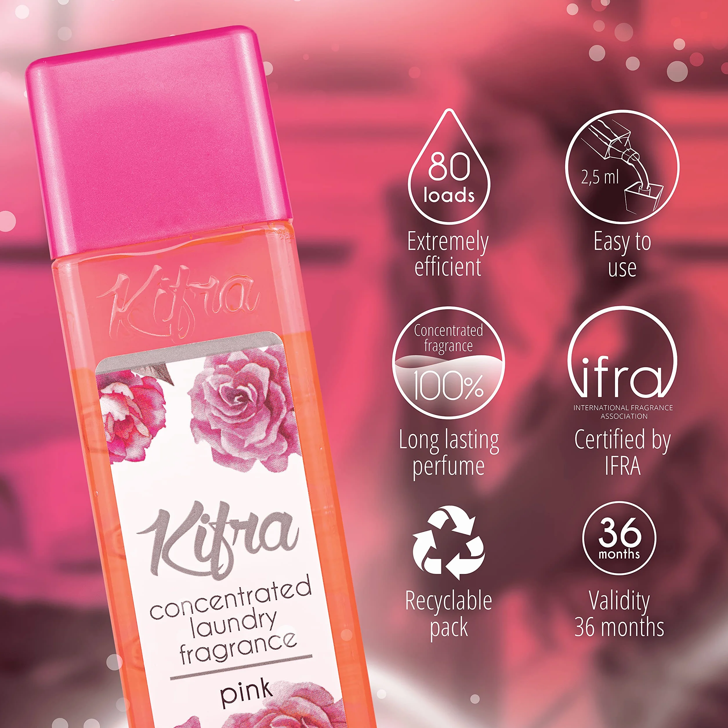 Kifra Pink skoncentrowane perfumy do prania 200 ml 80 cykli długotrwały zapach