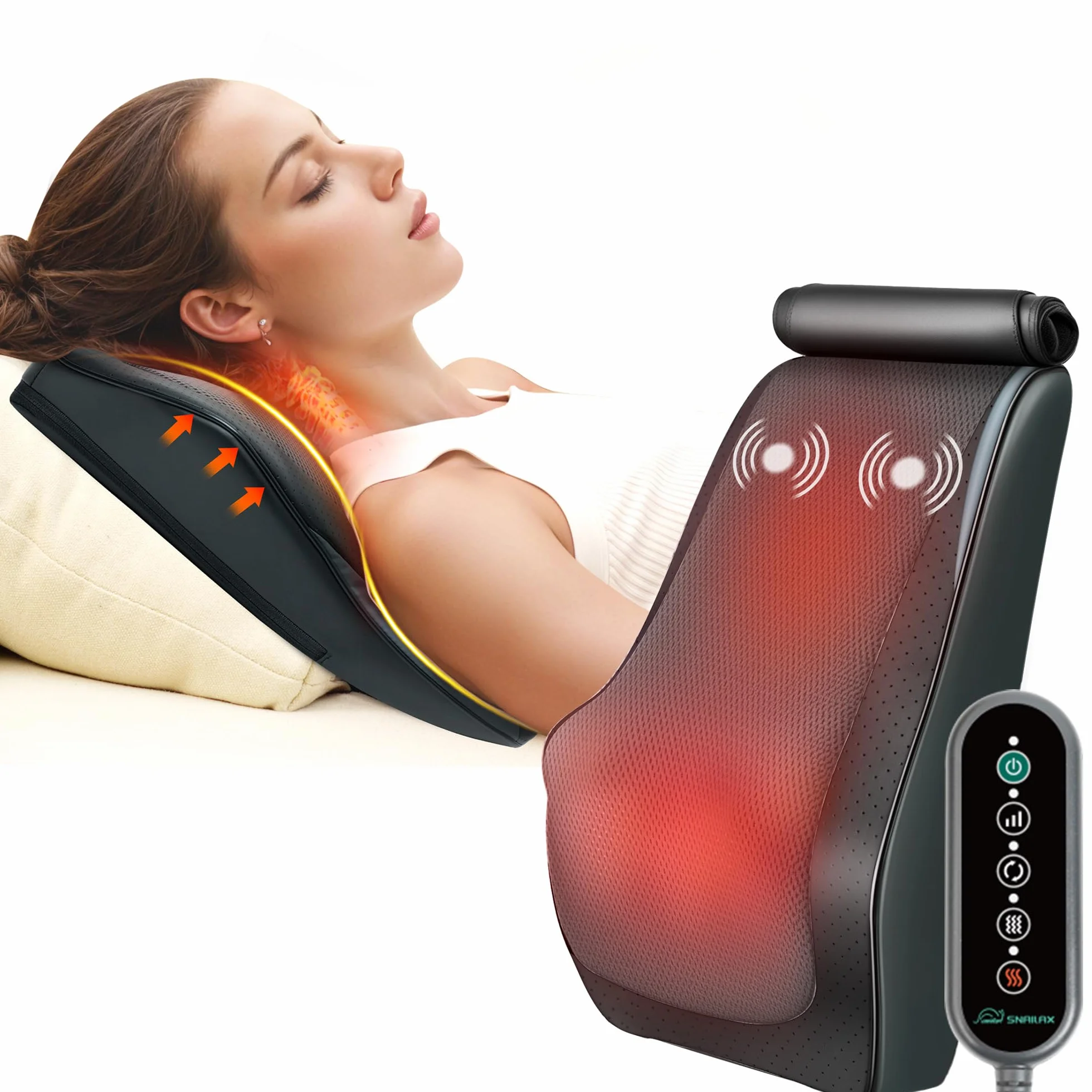 Snailax 4D Shiatsu masażer karku z ciepłem i wibracjami, poduszka do masażu