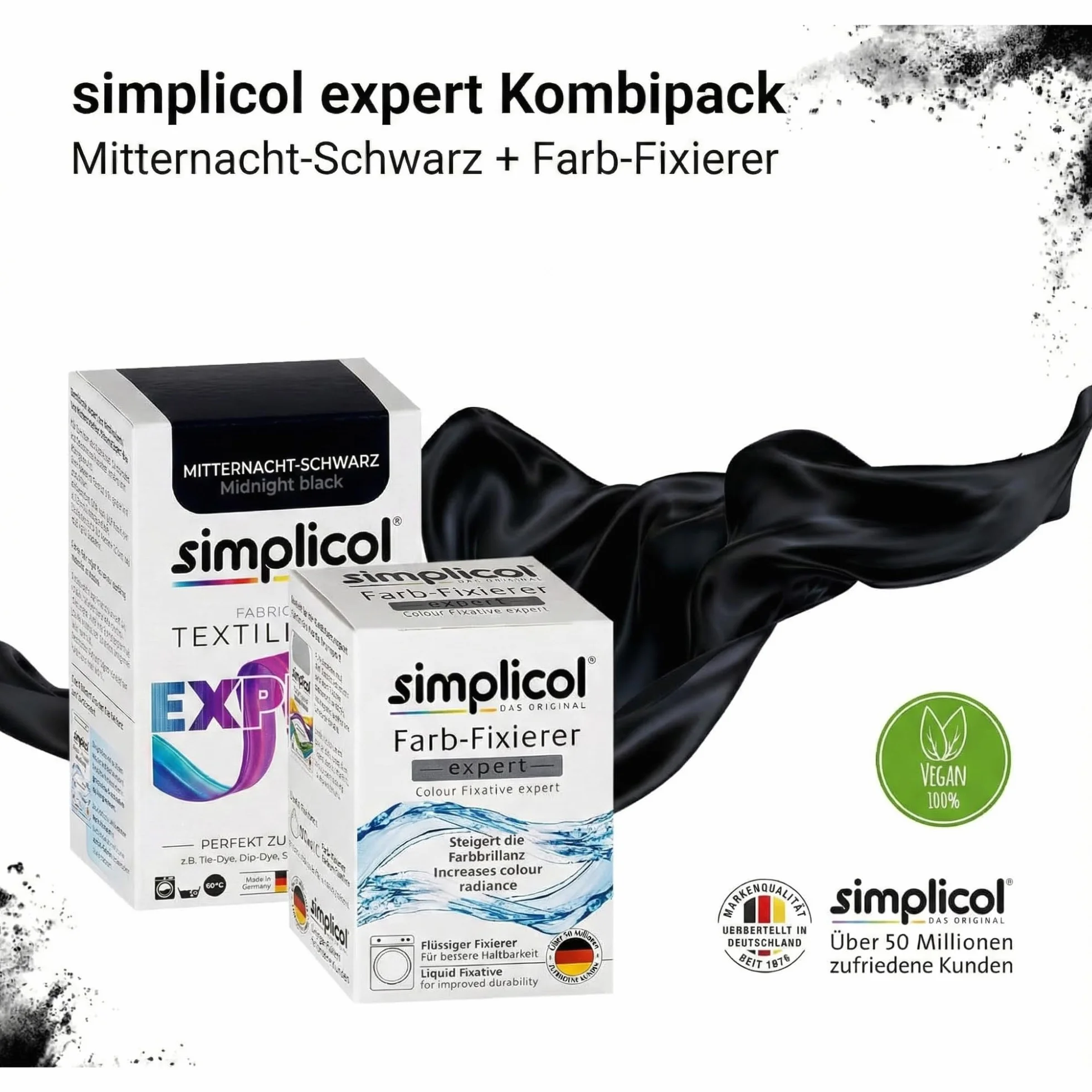Simplicol Textilfarbe Expert Kombipack Mitternacht-Schwarz 1718 für Waschmaschine