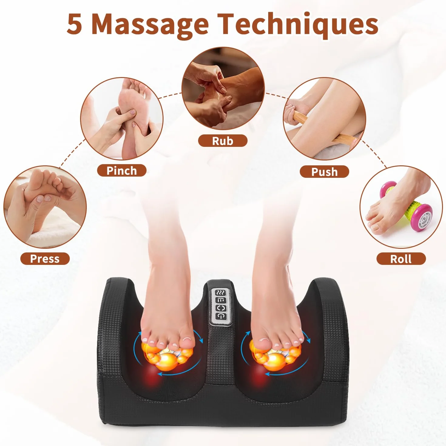 Shiatsu masażer do stóp z funkcją podgrzewania, masażer na nogi, głęboki masaż tkanek z funkcją podgrzewania, masażer z wałkami, elektryczny masażer stóp, prezent dla rodziców i przyjaciół