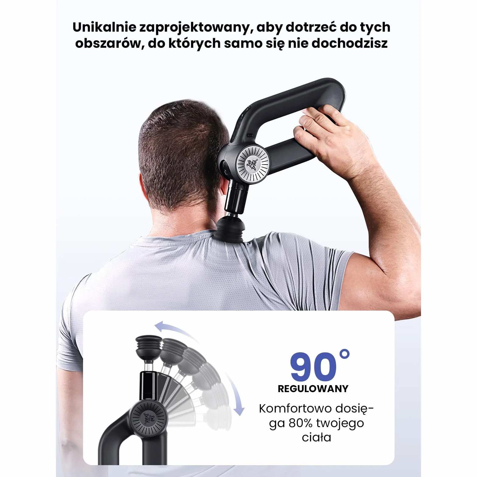 Bob and Brad D6 Pro Pistolet do Masażu, Profesjonalny do Głębokich Tkanek, Massage Gun z Wyświetlaczem OLED, 7 Nakładek, 6 Prędkości (1500-2500 RPM), na Bóle Mięśni i Relaksacyjny