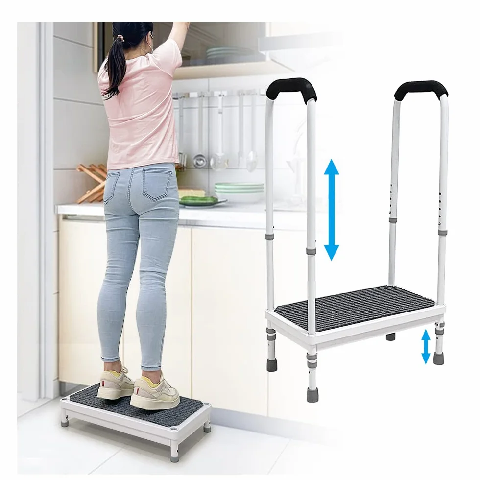 Medyczny taboret z uchwytem dla seniorów 180 kg szeroka platforma