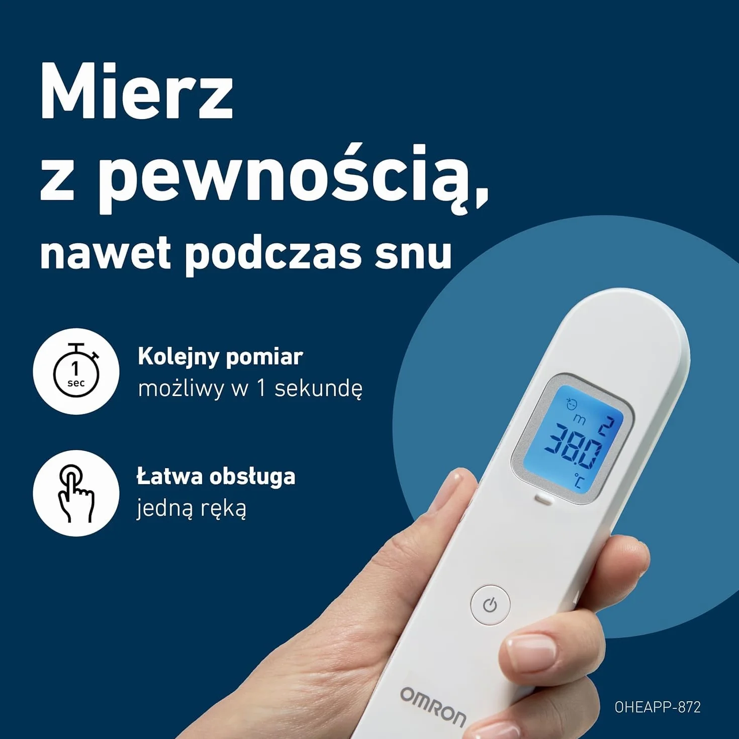 OMRON Gentle Temp 730 Cyfrowy Termometr na Podczerwień dla Noworodków, Dzieci i Dorosłych, Termometr Bezdotykowy z Błyskawicznym i Dokładnym Pomiarem Temperatury z Czoła w 1 sekundę