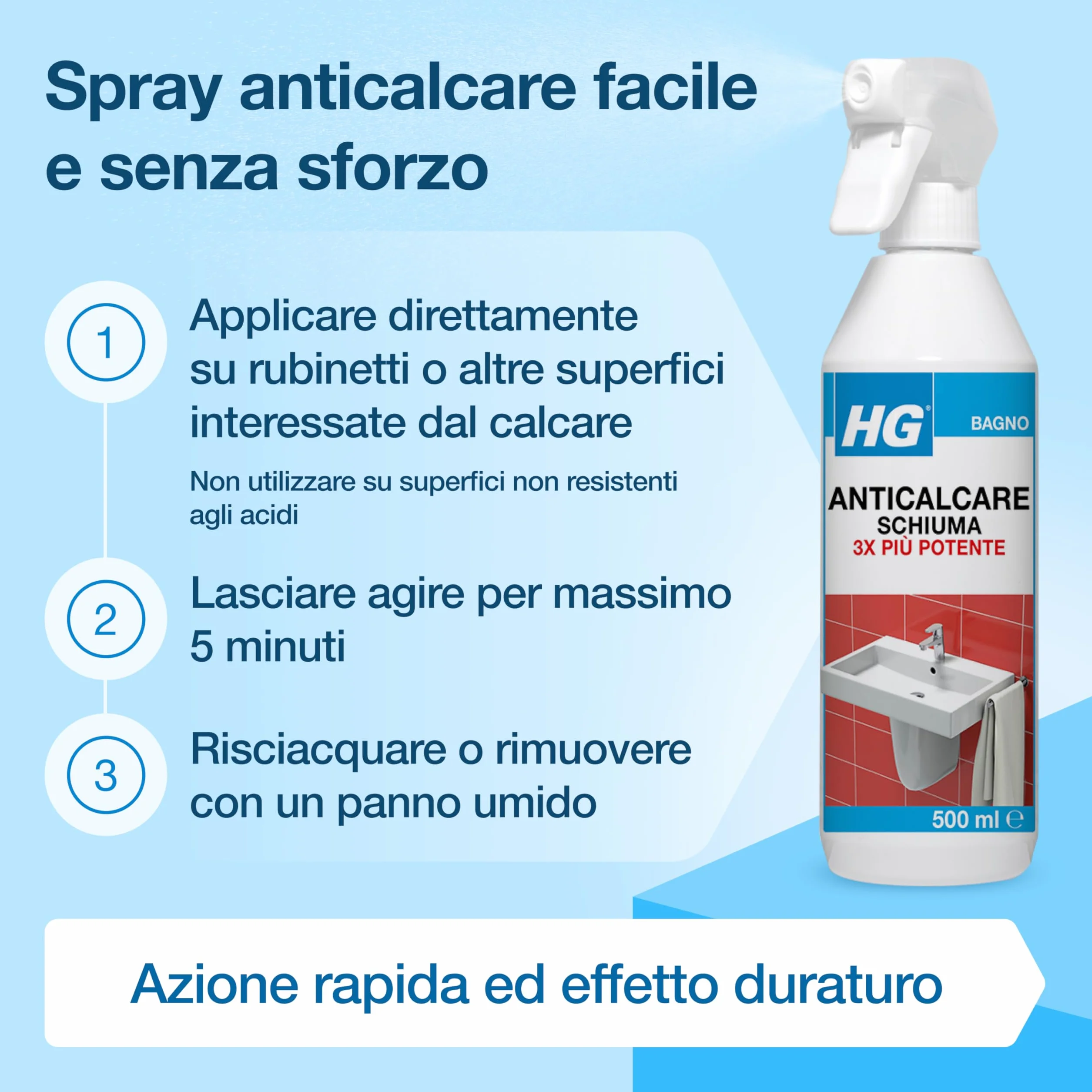 Pianka wapienna w sprayu, 3 x wydajna 500 ml HG do czyszczenia łazienki